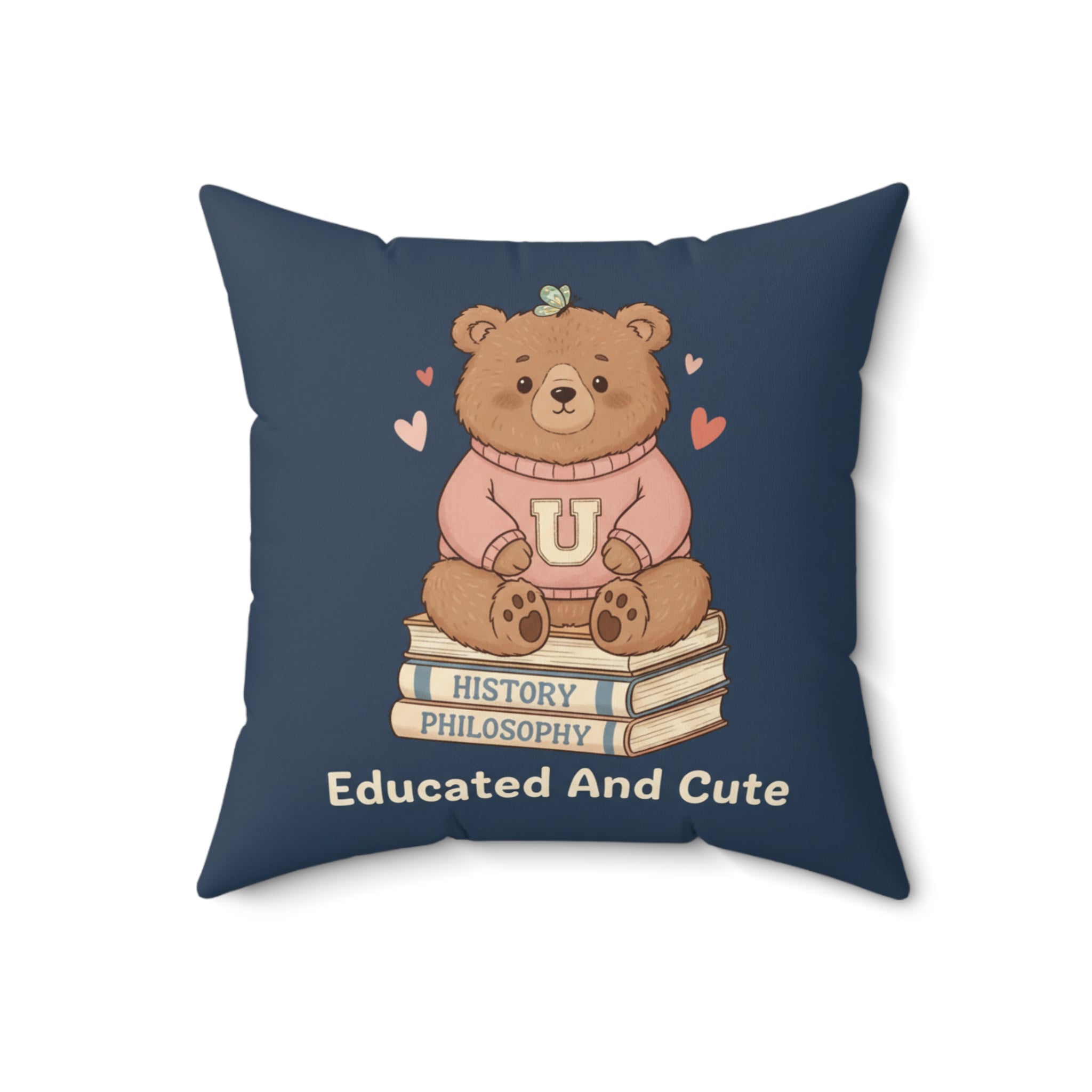 Bear Square Pillow – Educated and Cute