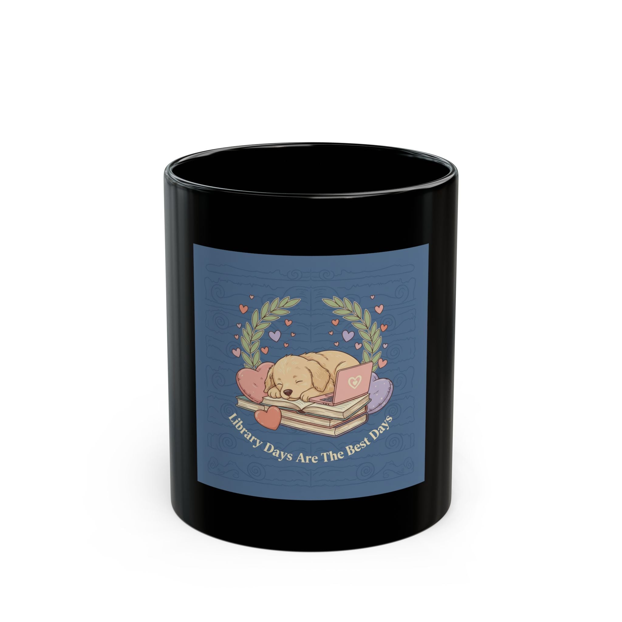 Library Days Are The Best Days Dog Black Mug 11oz