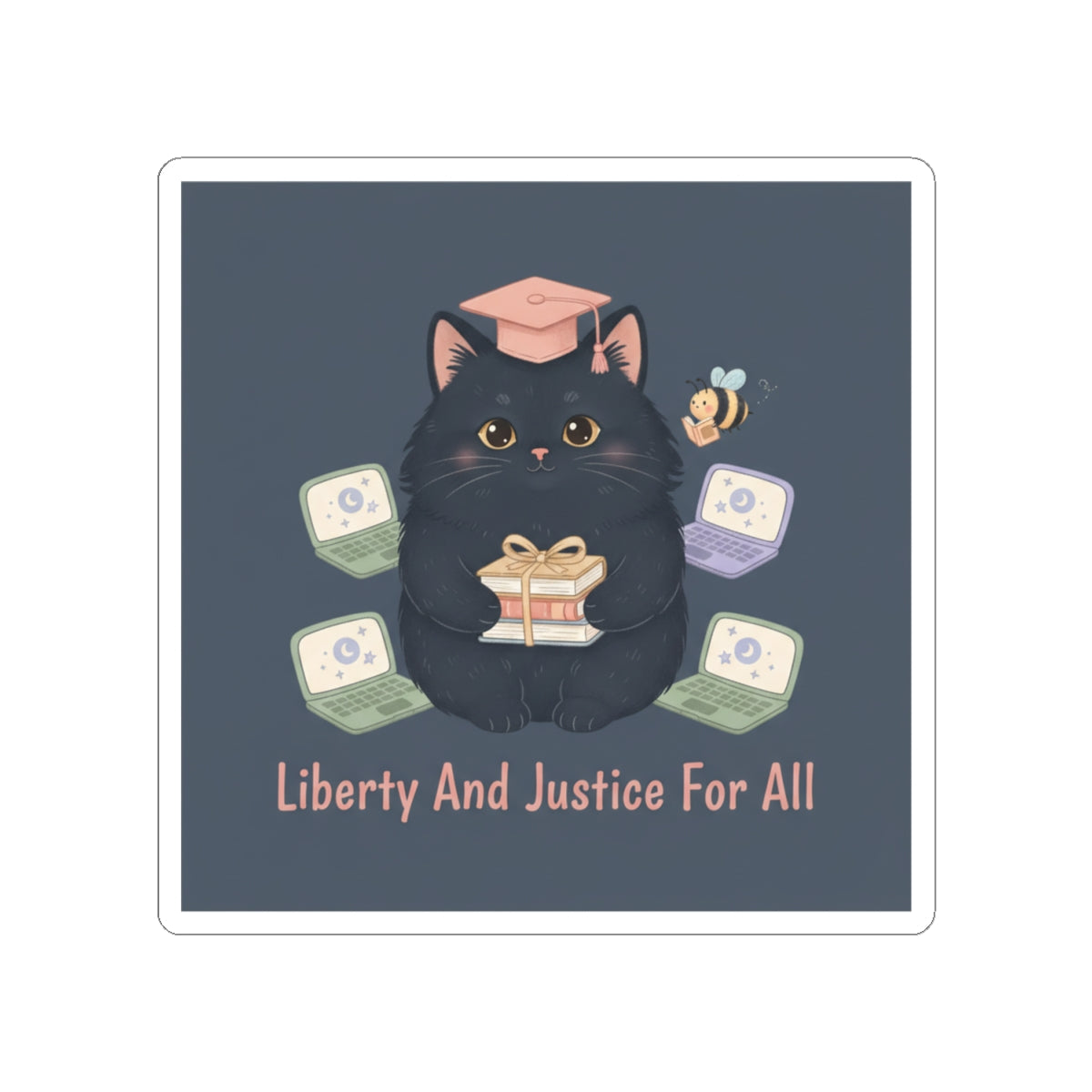Black Cat Kiss-Cut Sticker – Liberty and Justice for All