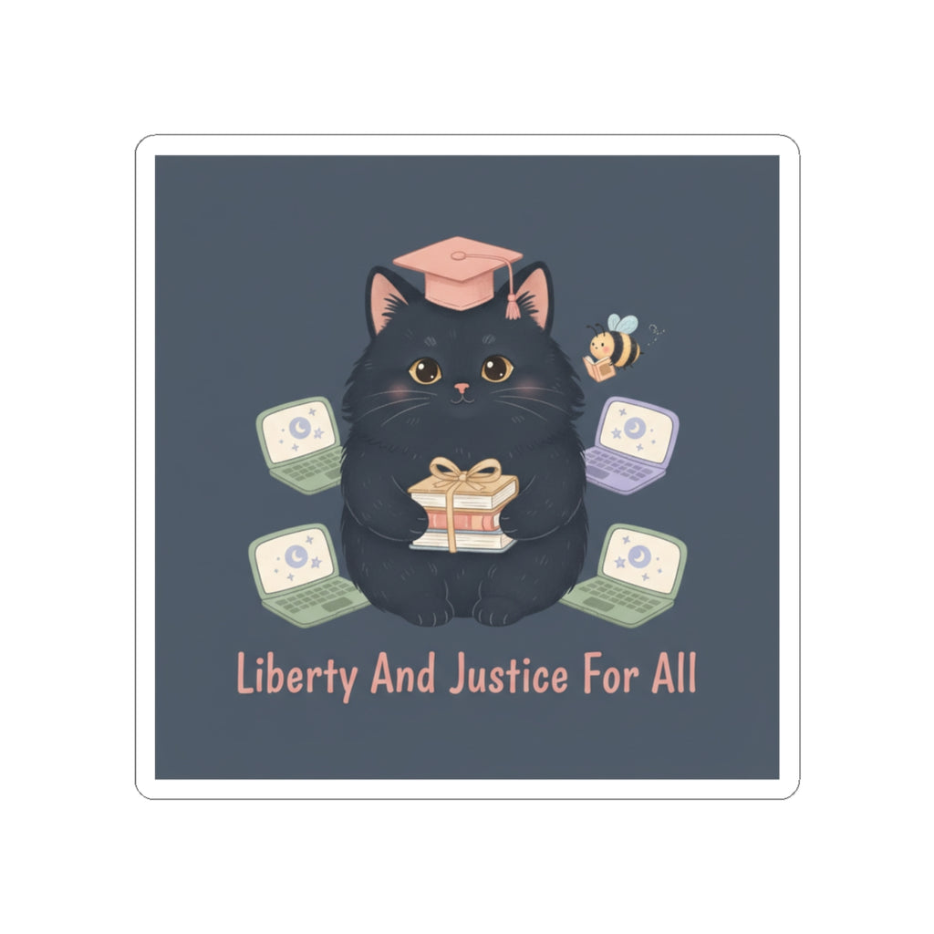 Black Cat Kiss-Cut Sticker – Liberty and Justice for All