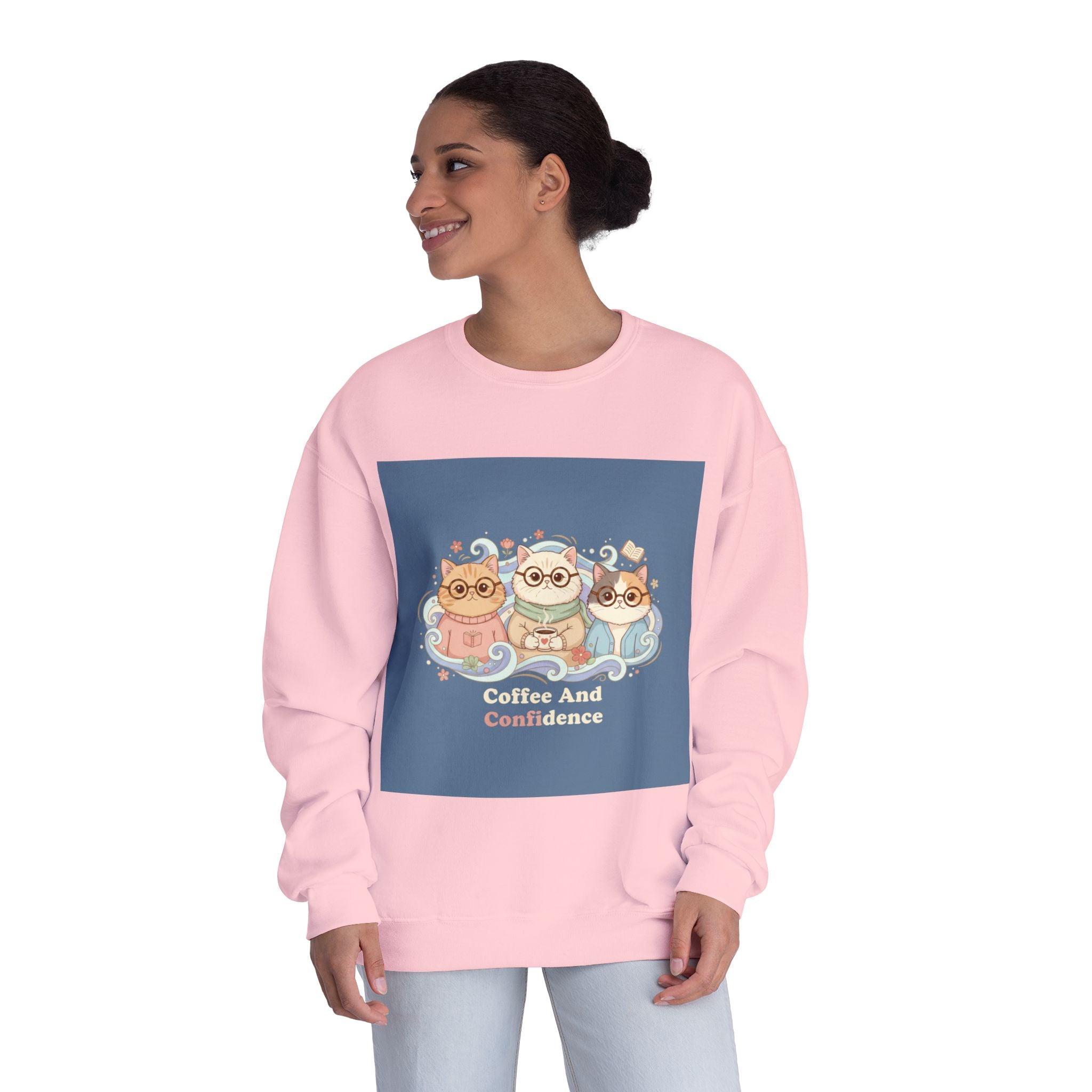Cats With Glasses Crewneck Sweatshirt – Coffee and Confidence