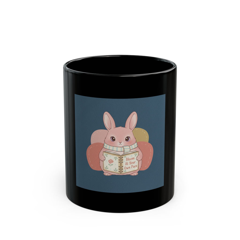 Bunny Black Mug 11oz – Bloom at Your Own Pace