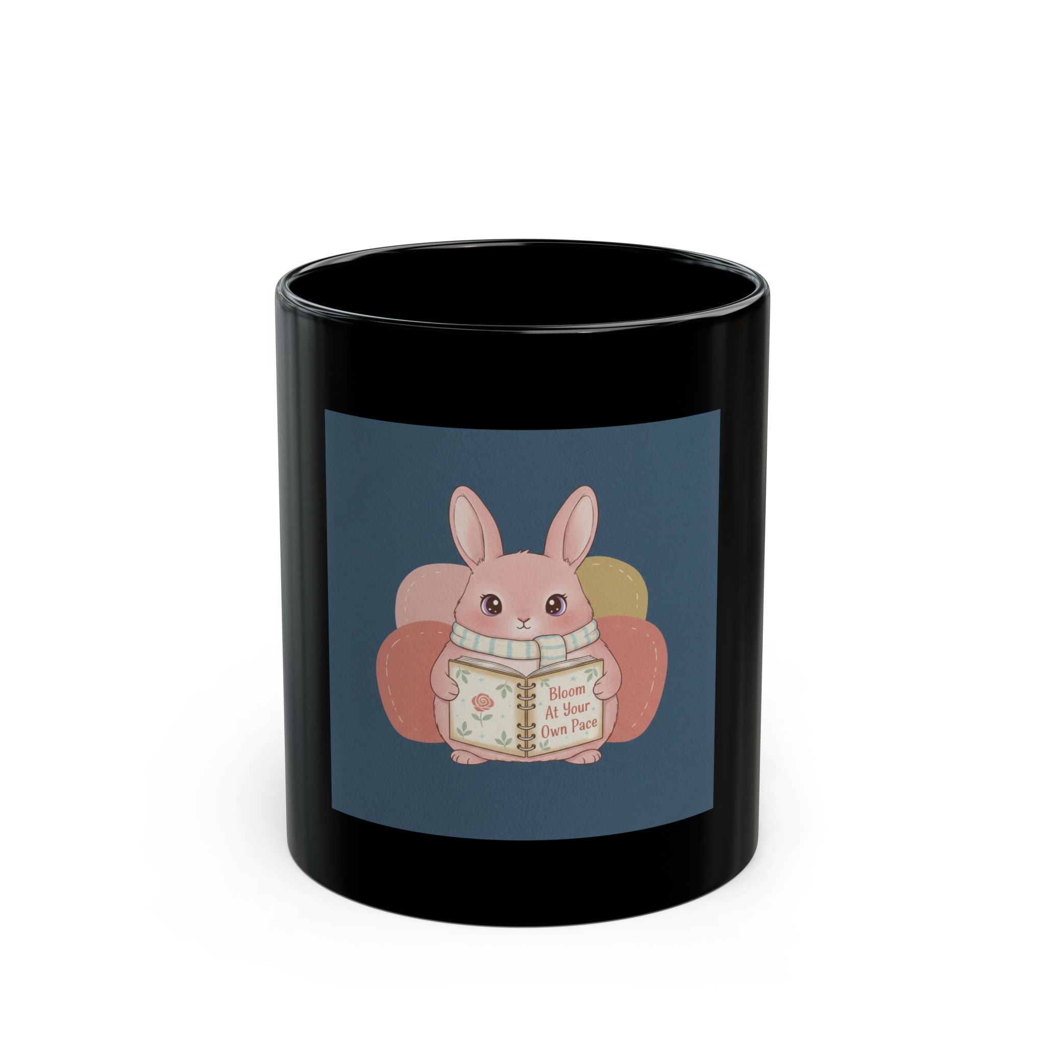 Bunny Black Mug 11oz – Bloom at Your Own Pace