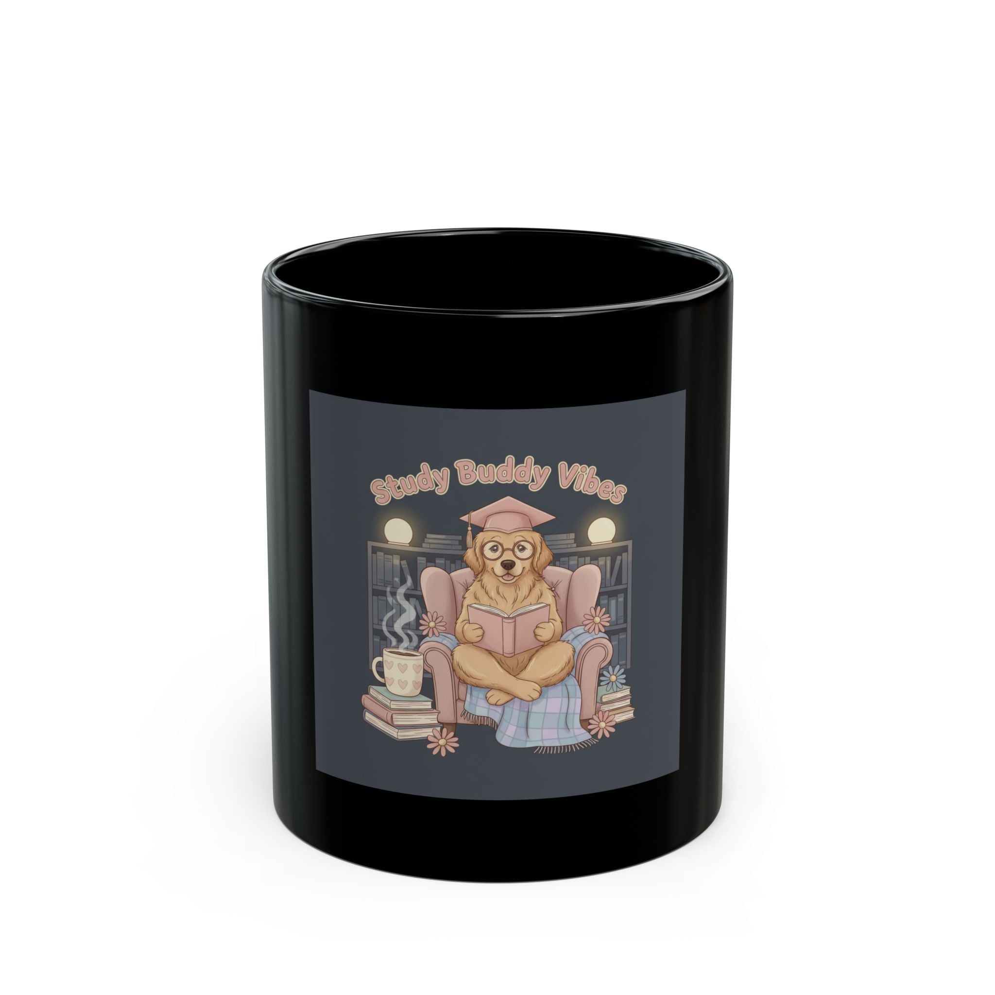 Daisies Black Mug 11oz – Study Buddy Vibes