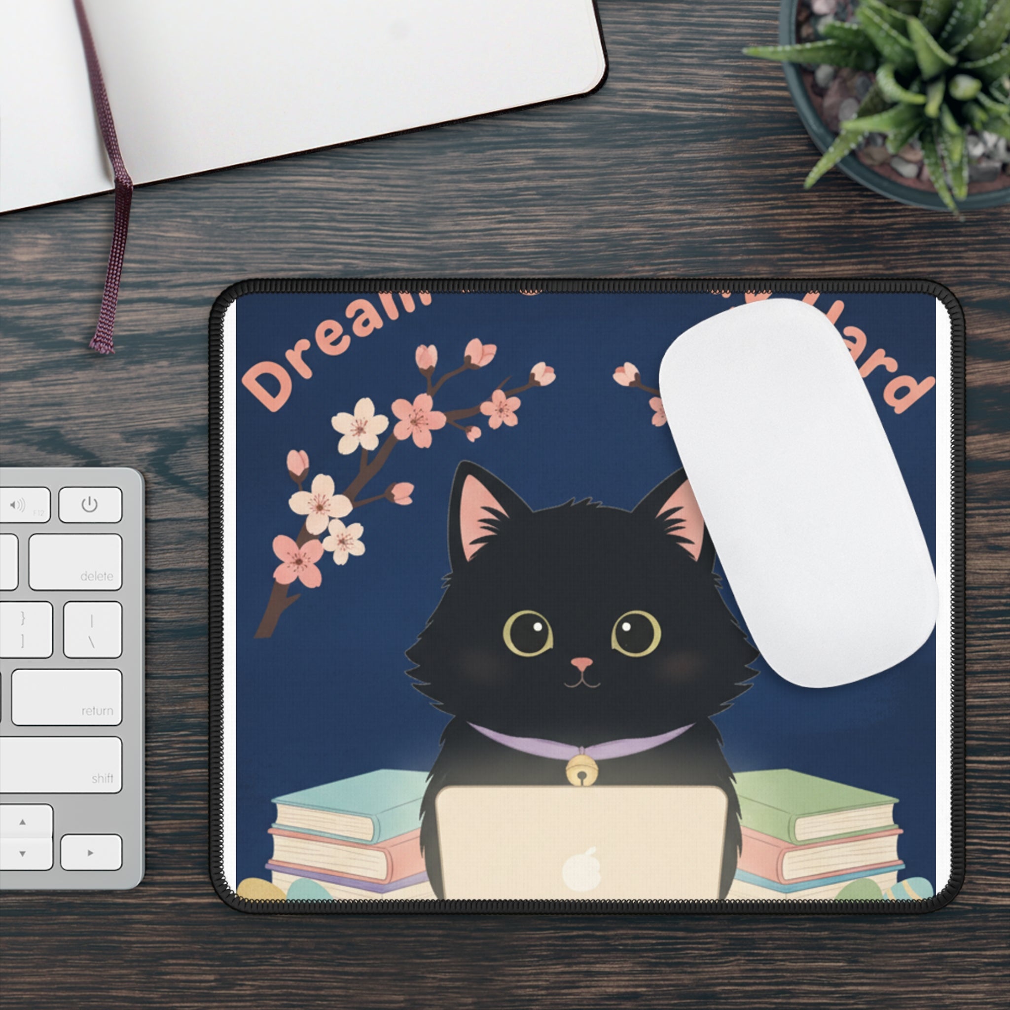 Black Cat Mouse Pad – Dream Big Study Hard