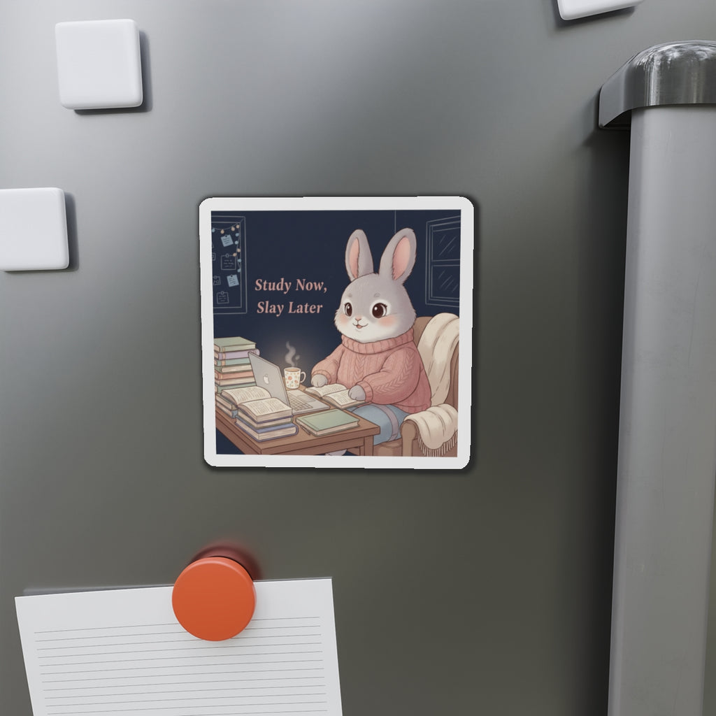 Rabbit Die-Cut Magnet – Study Now, Slay Later