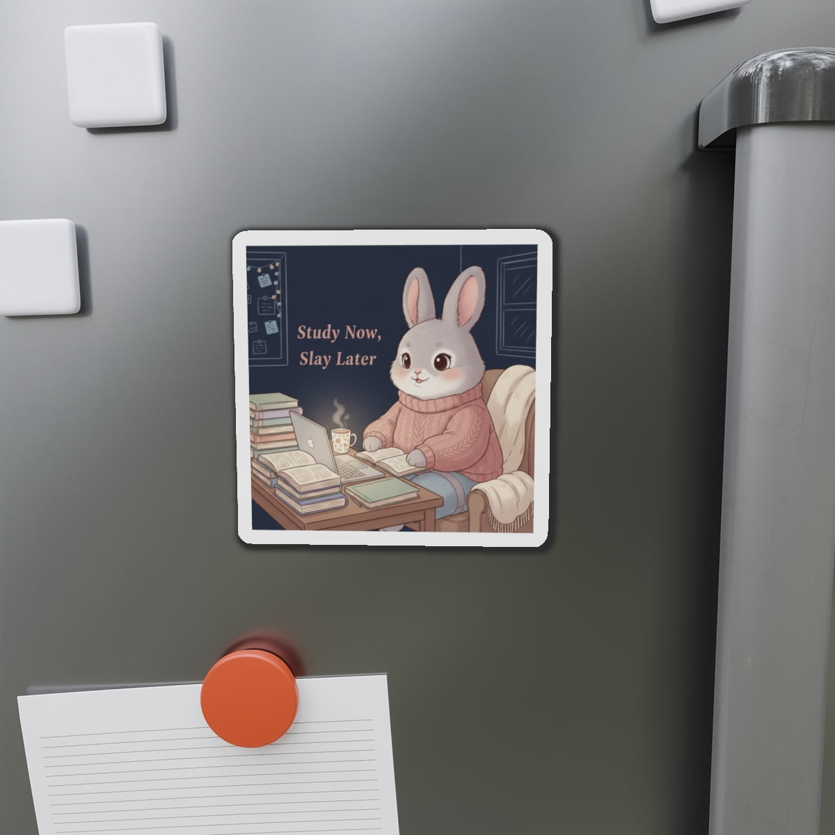 Rabbit Die-Cut Magnet – Study Now, Slay Later