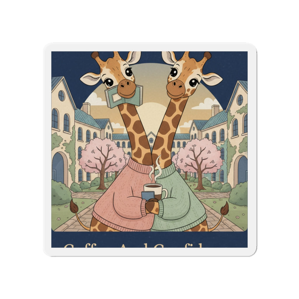 Giraffes Die-Cut Magnet – Coffee and Confidence