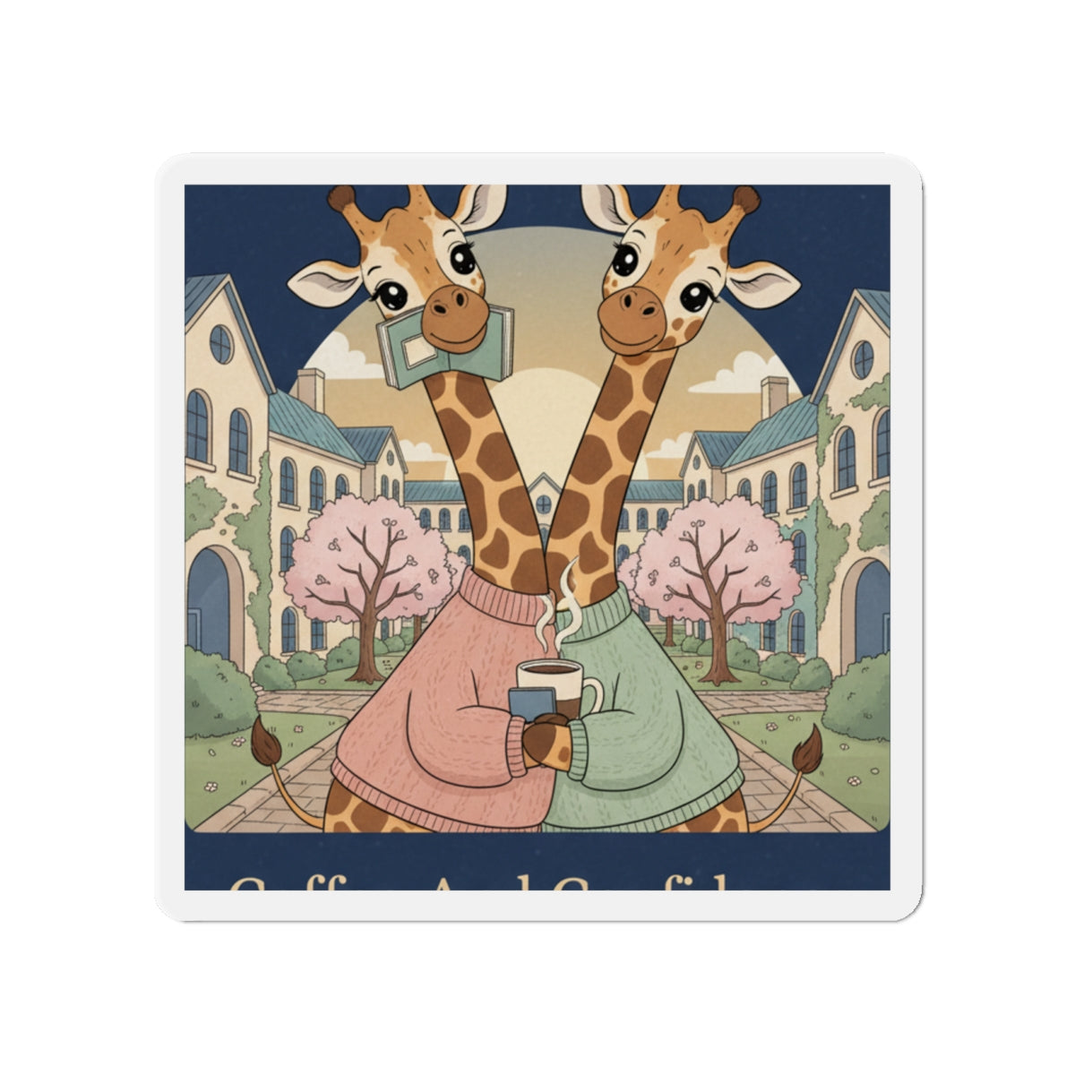 Giraffes Die-Cut Magnet – Coffee and Confidence