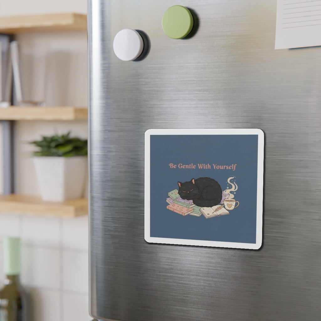 Black Cat Die-Cut Magnet – Be Gentle With Yourself