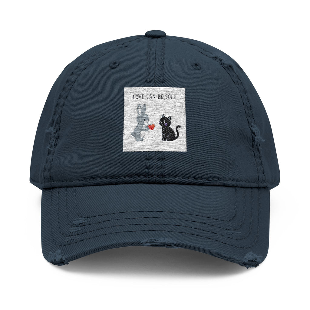 "LOVE CAN BE SOFT" Black Cat Dad Hat | College Girl Gift | Fashion | KayKay Classics