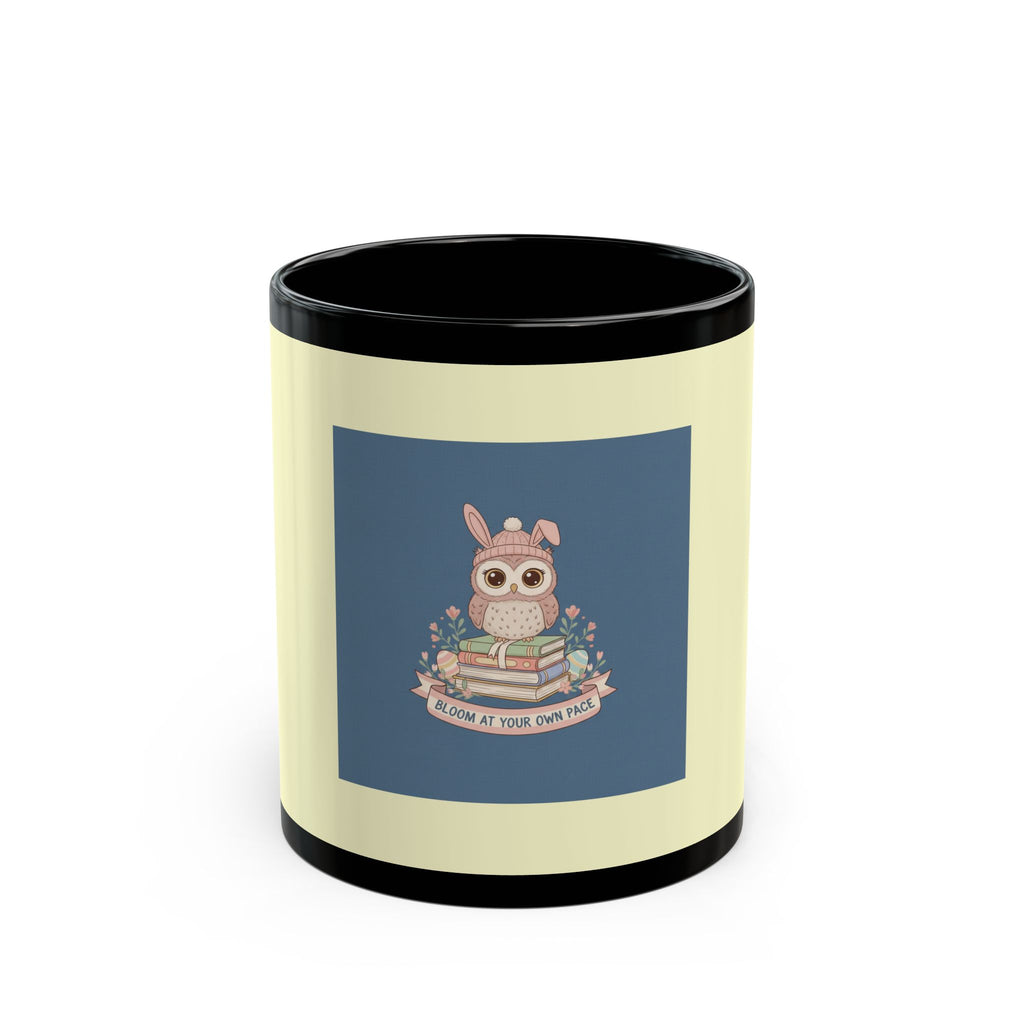 Bunny Black Mug 11oz – Bloom at Your Own Pace
