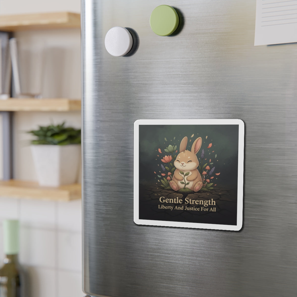 Bunny Die-Cut Magnet – Gentle Strength Liberty and Justice for