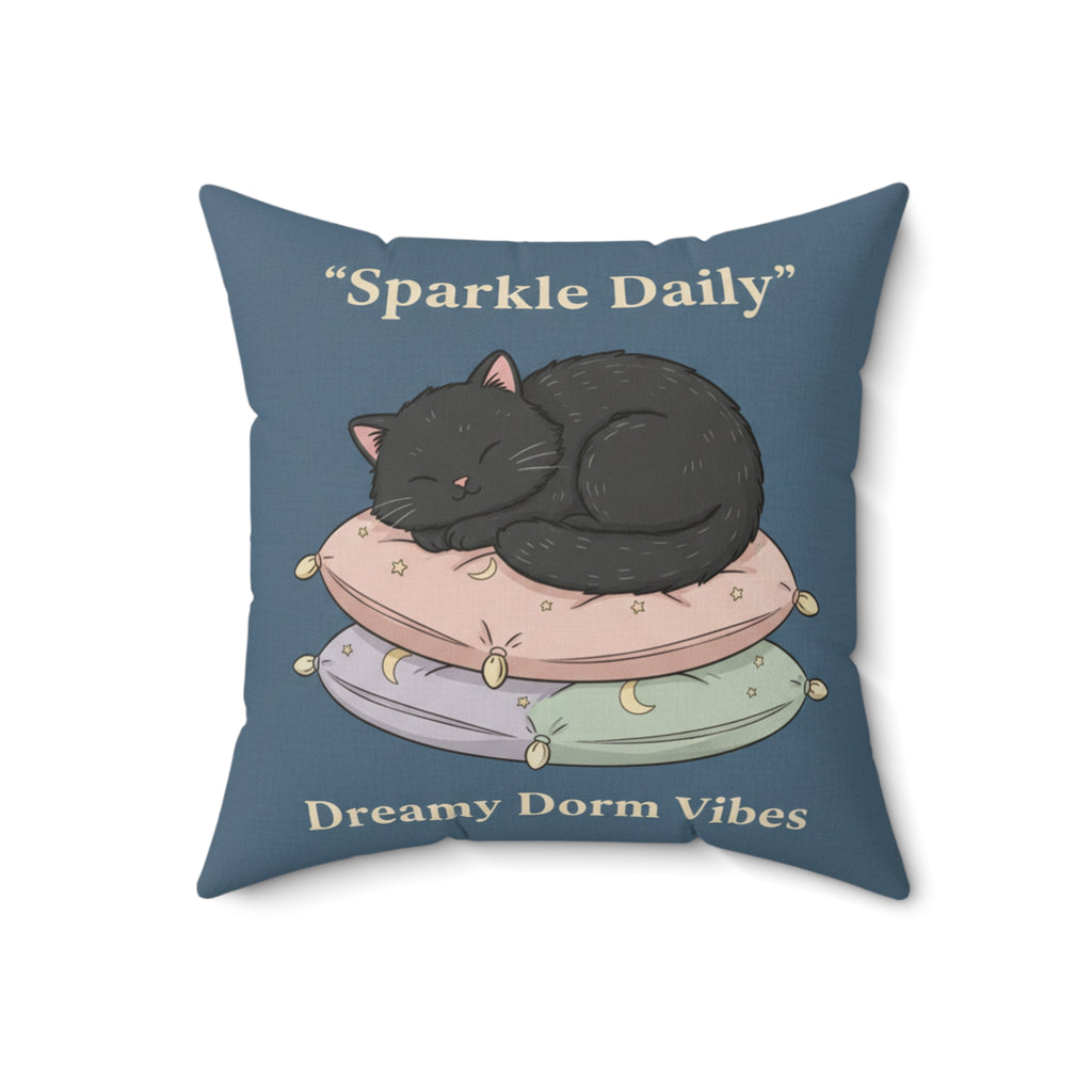 Black Cat Square Pillow – Sparkle Daily Dreamy Dorm Vibes