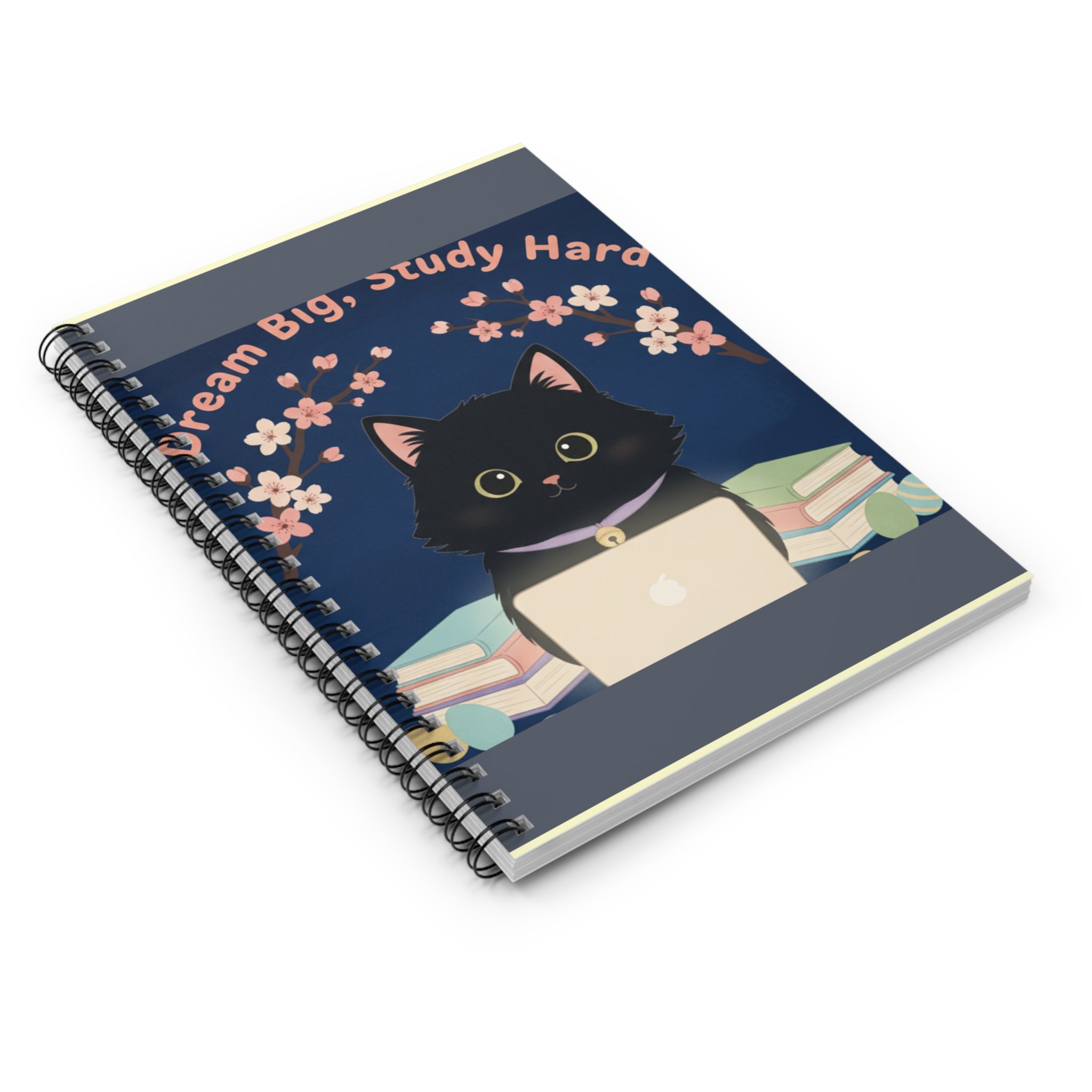 Black Cat Spiral Notebook – Dream Big Study Hard