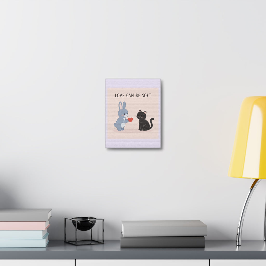 "LOVE CAN BE SOFT" Black Cat Canvas | College Girl Gift | Fashion | KayKay Classics