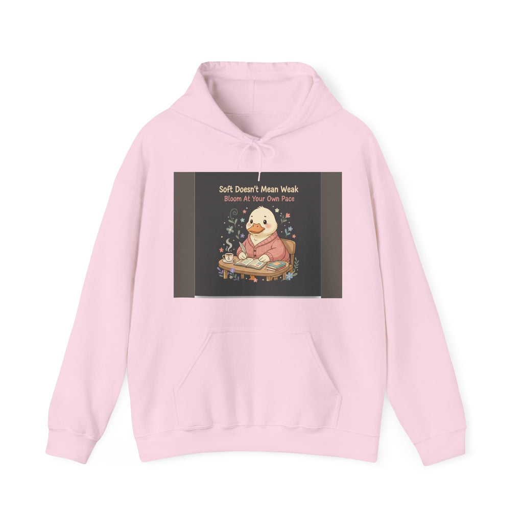 Duck In A Cardigan Hoodie – Soft Doesnt Mean Weak Bloom at Your Own