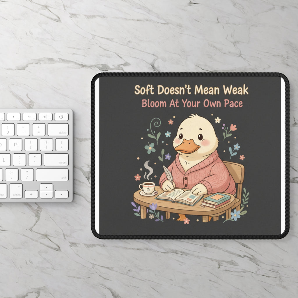 Duck In A Cardigan Mouse Pad – Soft Doesnt Mean Weak Bloom at Your Own