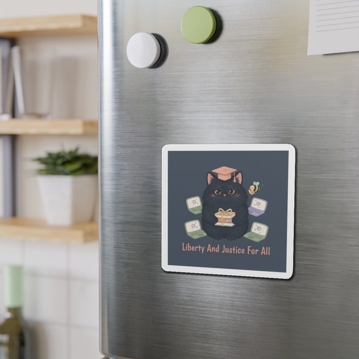 Black Cat Die-Cut Magnet – Liberty and Justice for All