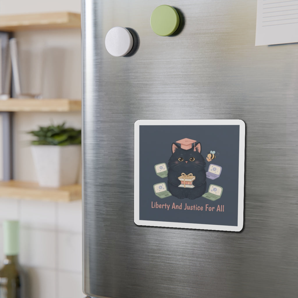 Black Cat Die-Cut Magnet – Liberty and Justice for All