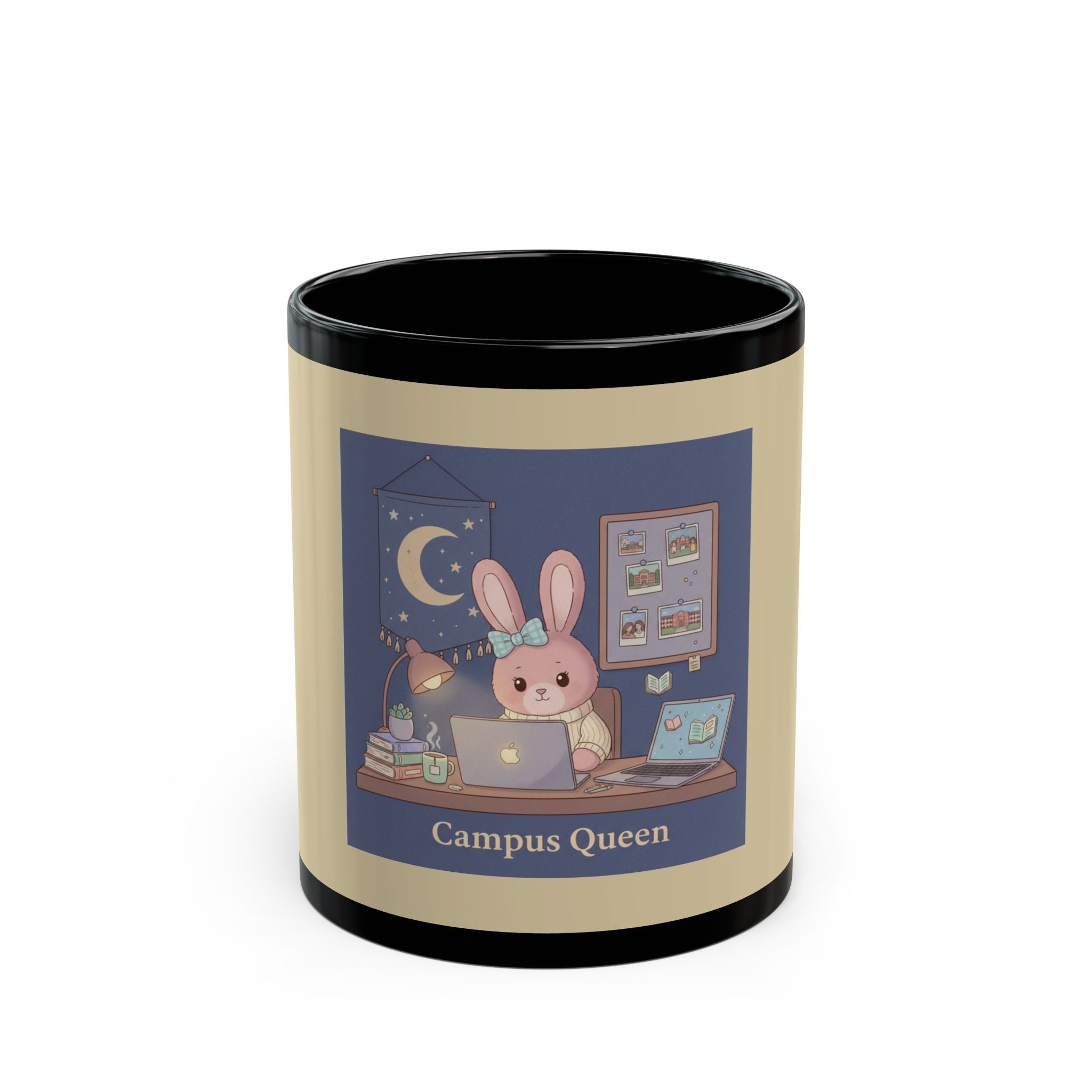 Rabbit Black Mug 11oz – Campus Queen