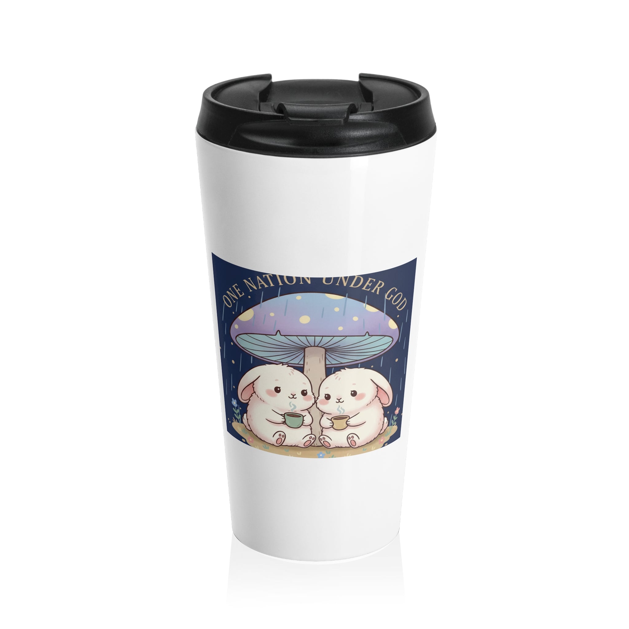 Two Cute Bunnies Travel Mug – One Nation Under God