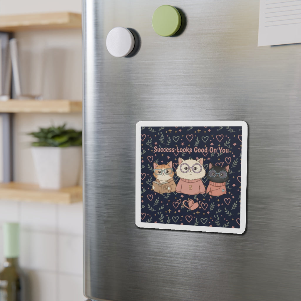 Cats With Glasses Die-Cut Magnet – Success Looks Good on You