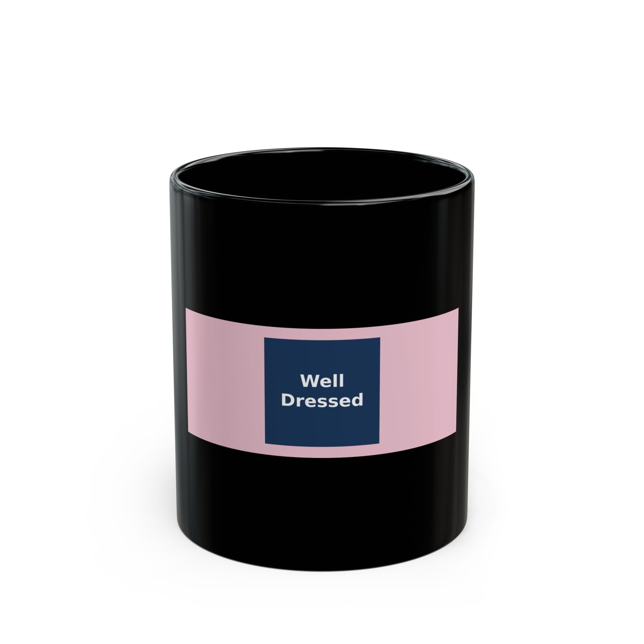 "Well Dressed" Black Cat Black Mug | College Girl Gift | Fashion | KayKay Classics