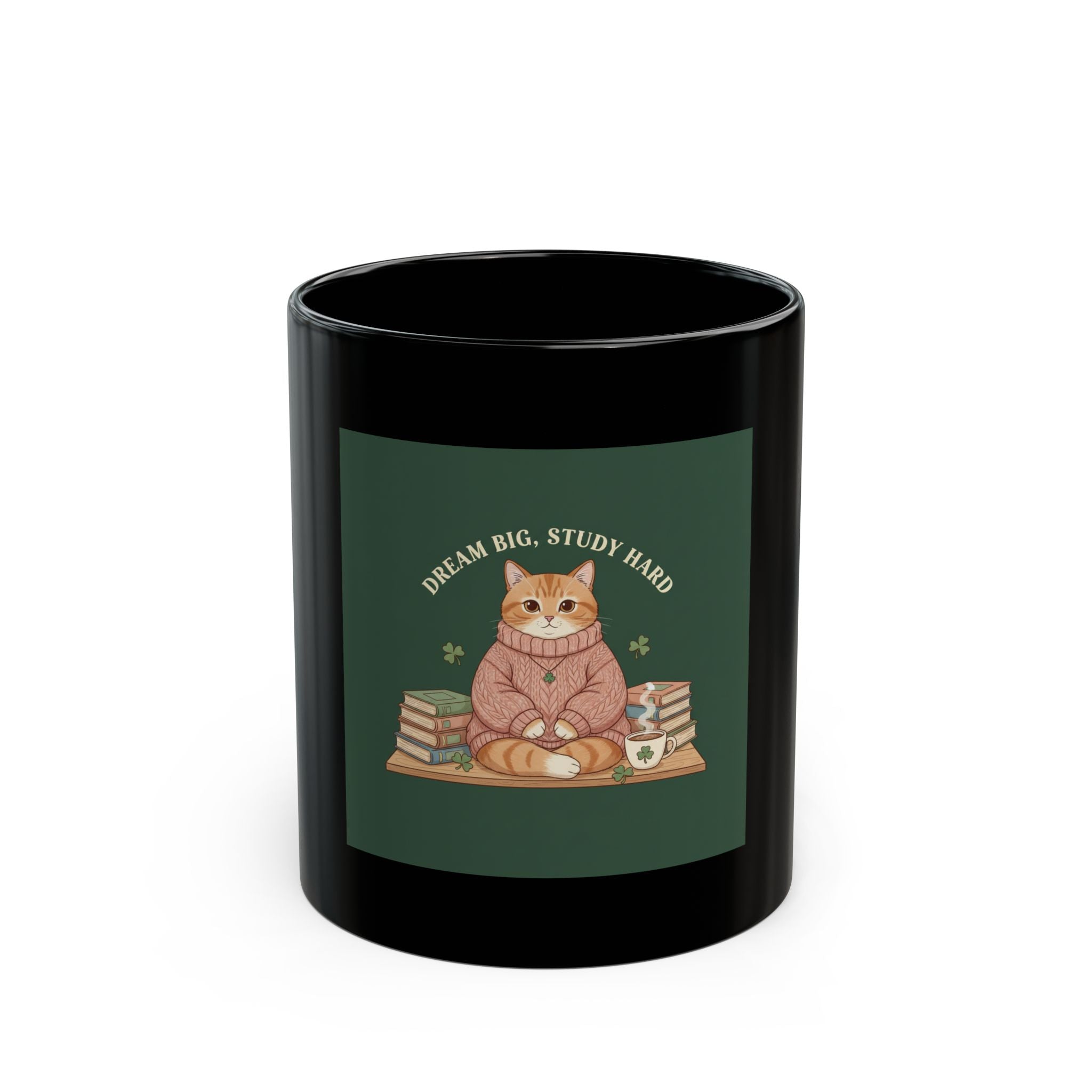 Dream Big Study Hard Cozy bear Black Mug 11oz