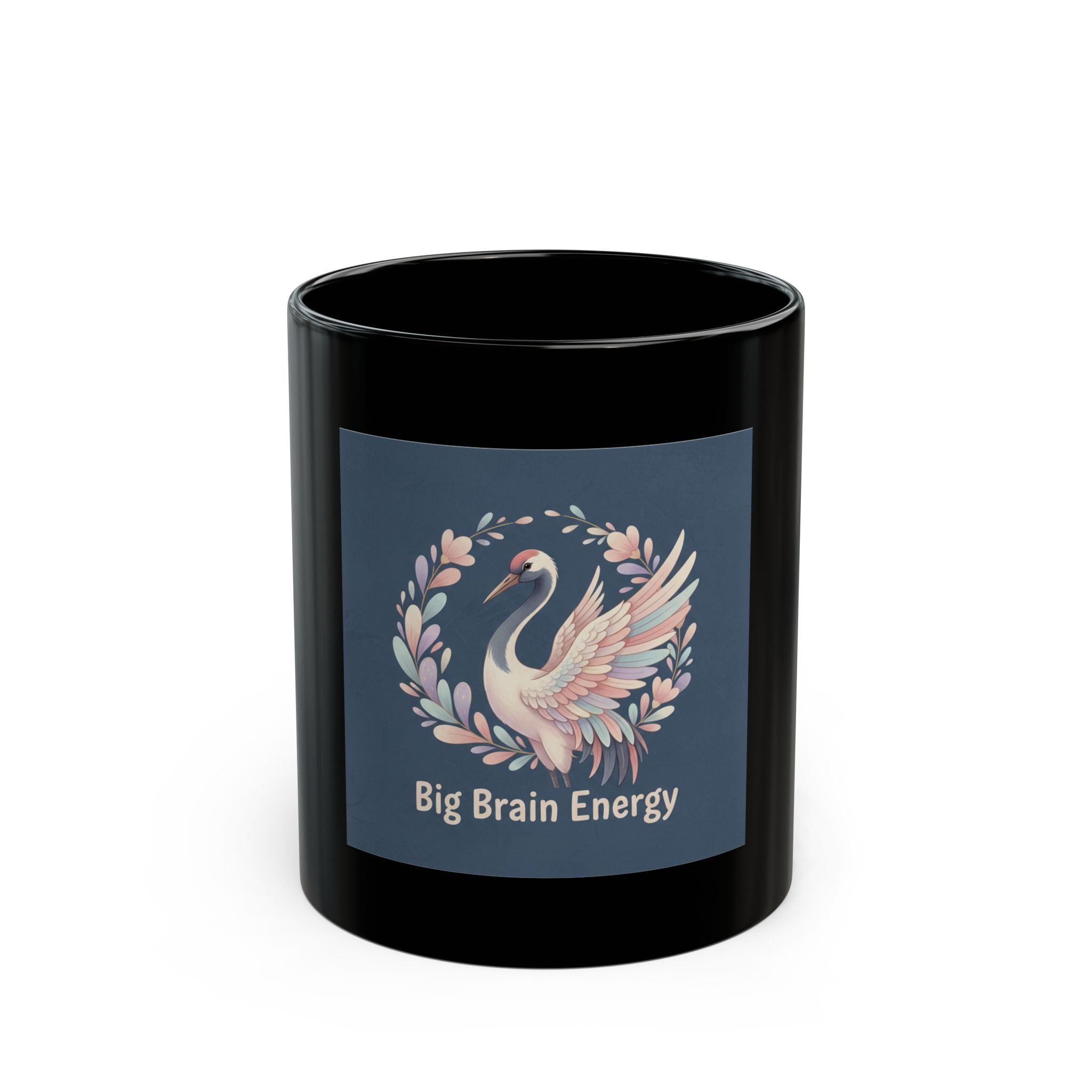 Crane Black Mug 11oz – Big Brain Energy