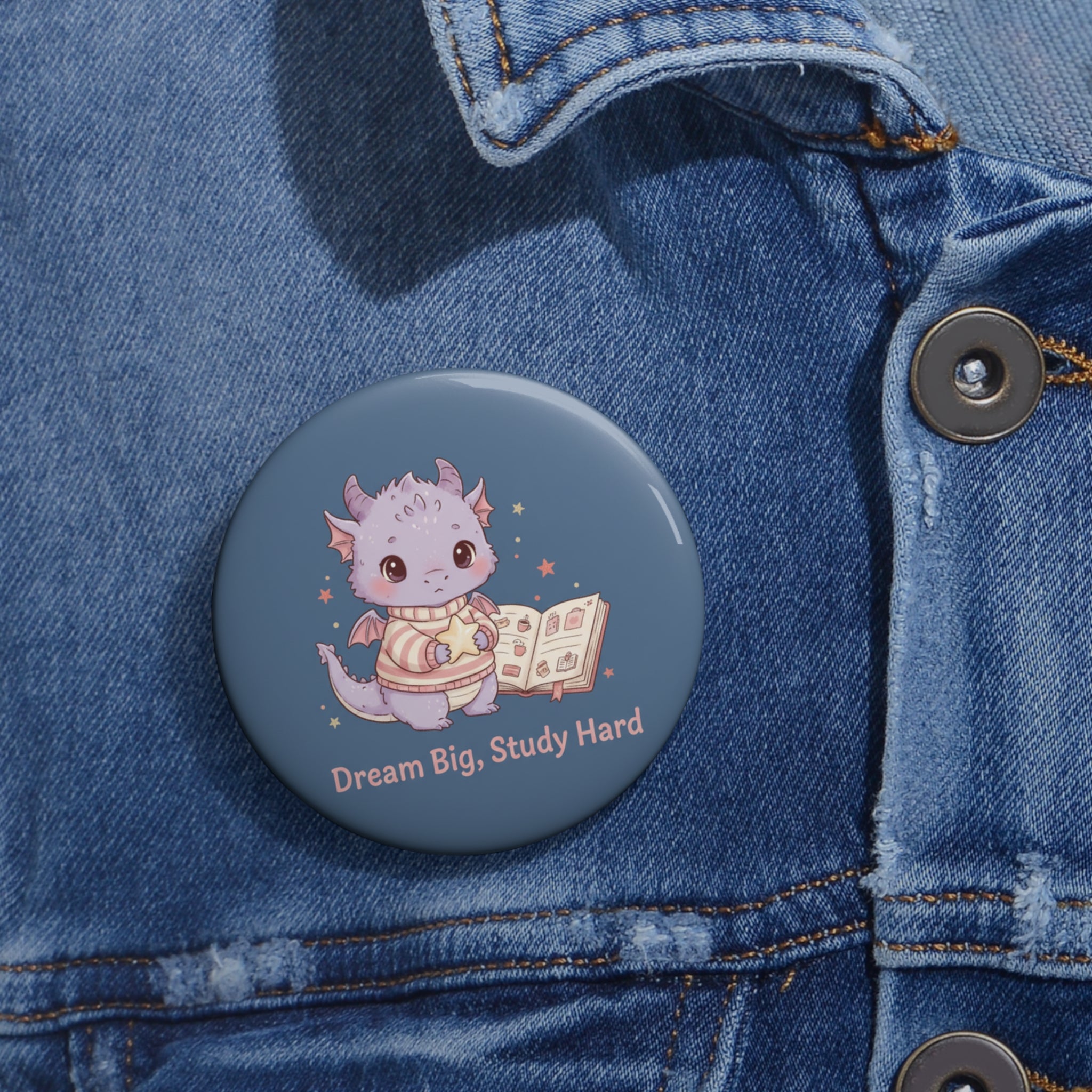Dragon Pin Button – Dream Big Study Hard