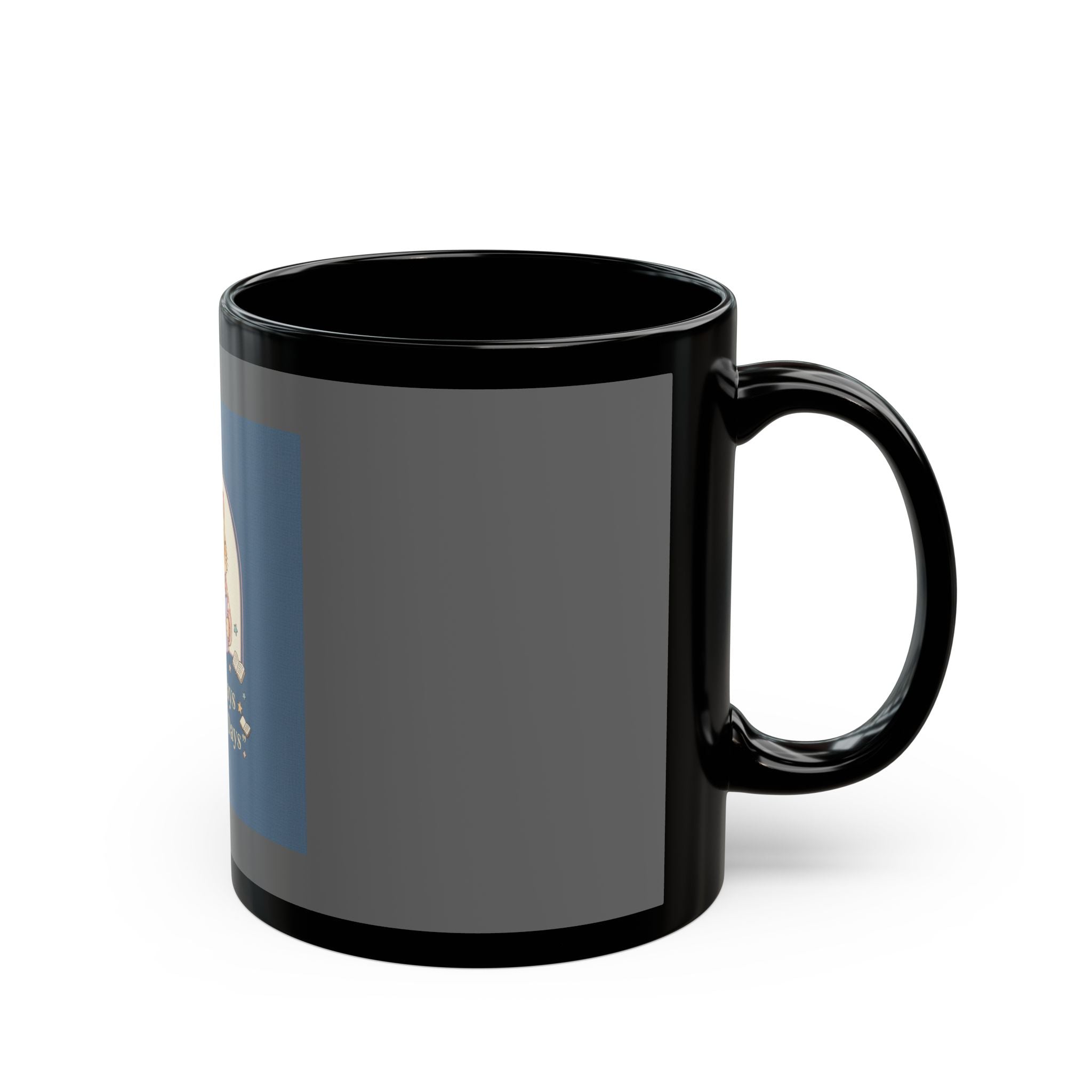 Cat Black Mug 11oz – Library Days Are the Best Days