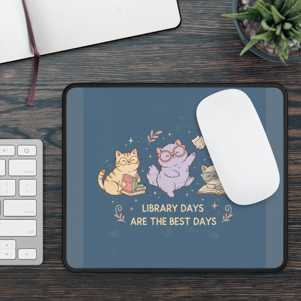 Cats With Glasses Mouse Pad – Library Days Are the Best Days