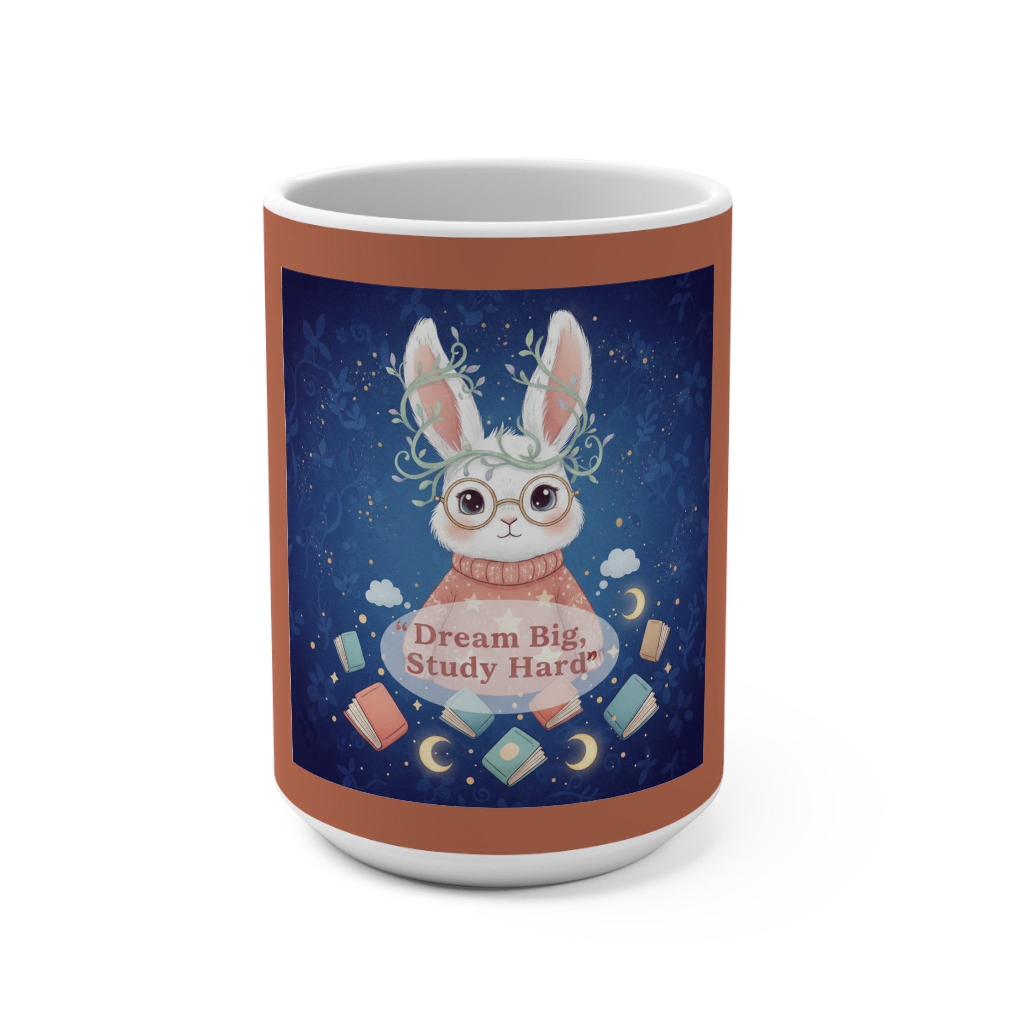 Rabbit Mug 15oz – Dream Big, Study Hard