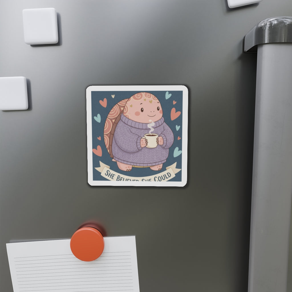 Turtle Die-Cut Magnet – She Believed She Could