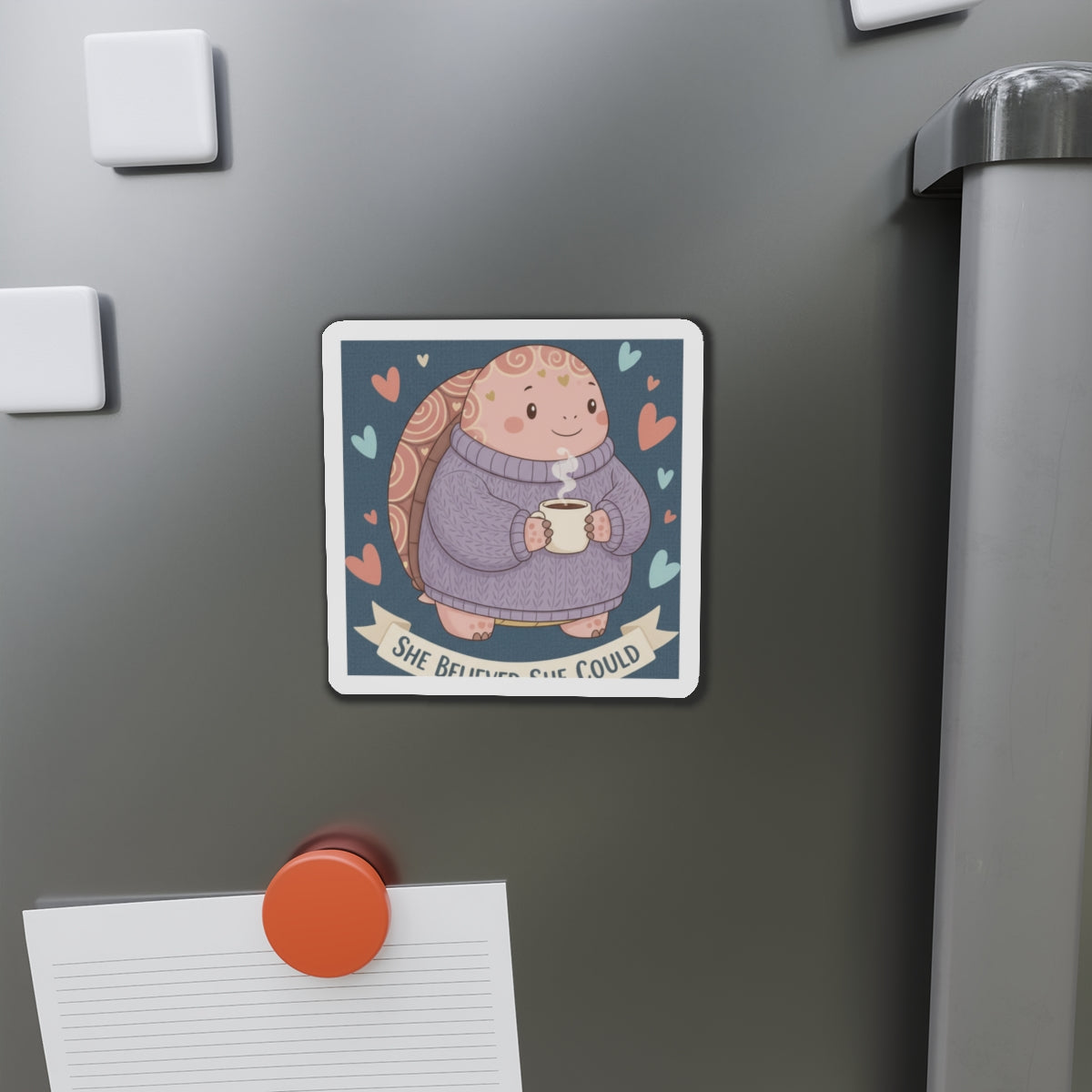 Turtle Die-Cut Magnet – She Believed She Could