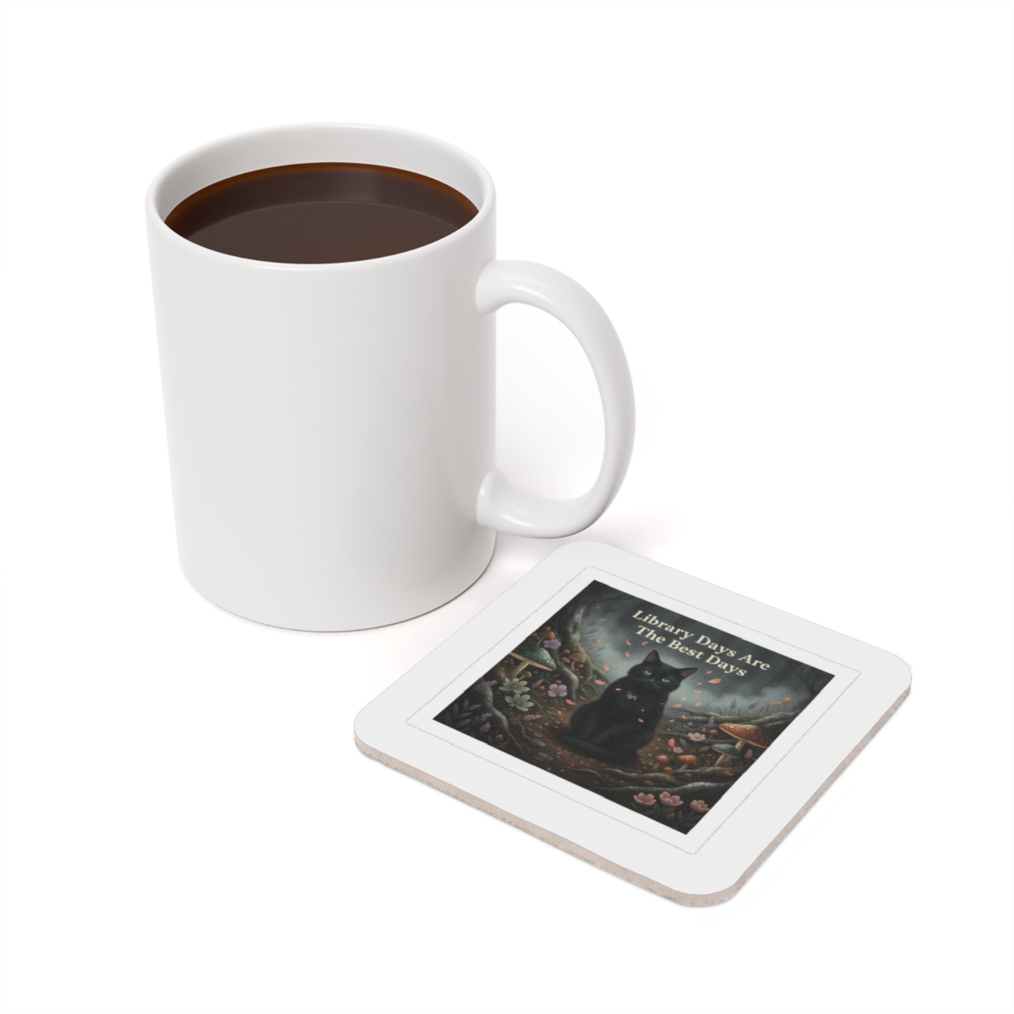 Cat Cork Coaster – Library Days Are the Best Days