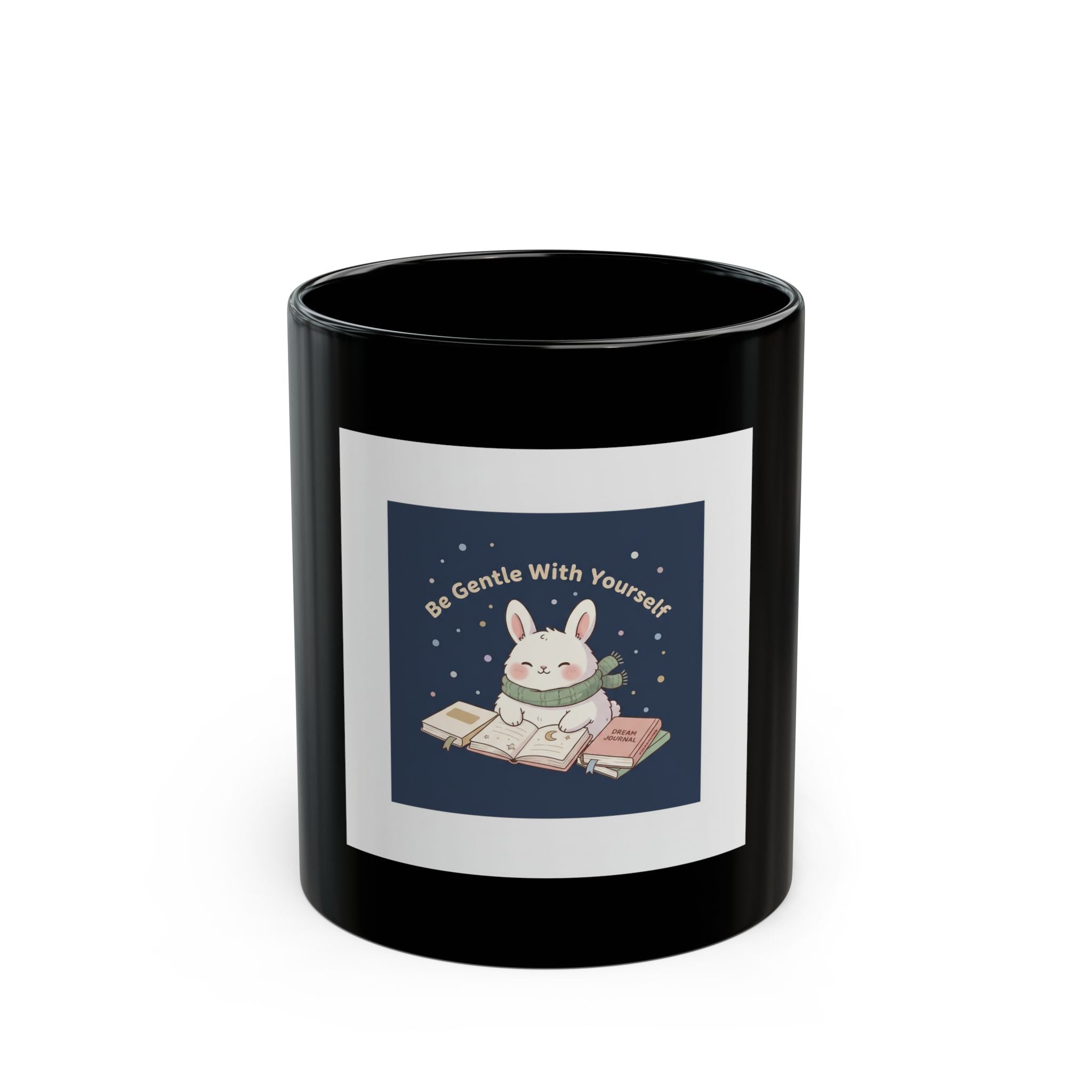 Bunny Black Mug 11oz – Be Gentle With Yourself