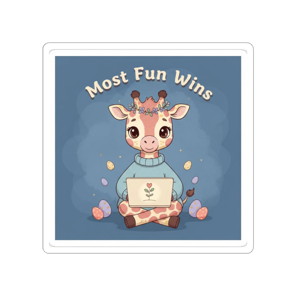 Giraffe Kiss-Cut Sticker – Most Fun Wins