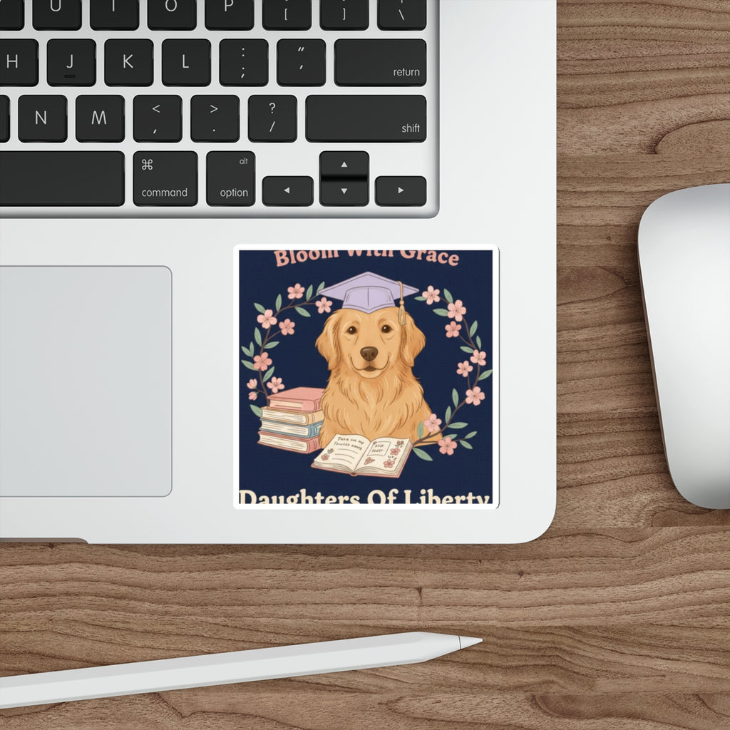 Golden Retriever Die-Cut Sticker – Bloom With Grace