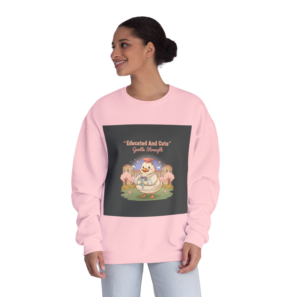 Duck In A Cardigan Crewneck Sweatshirt – Educated and Cute Gentle Strength
