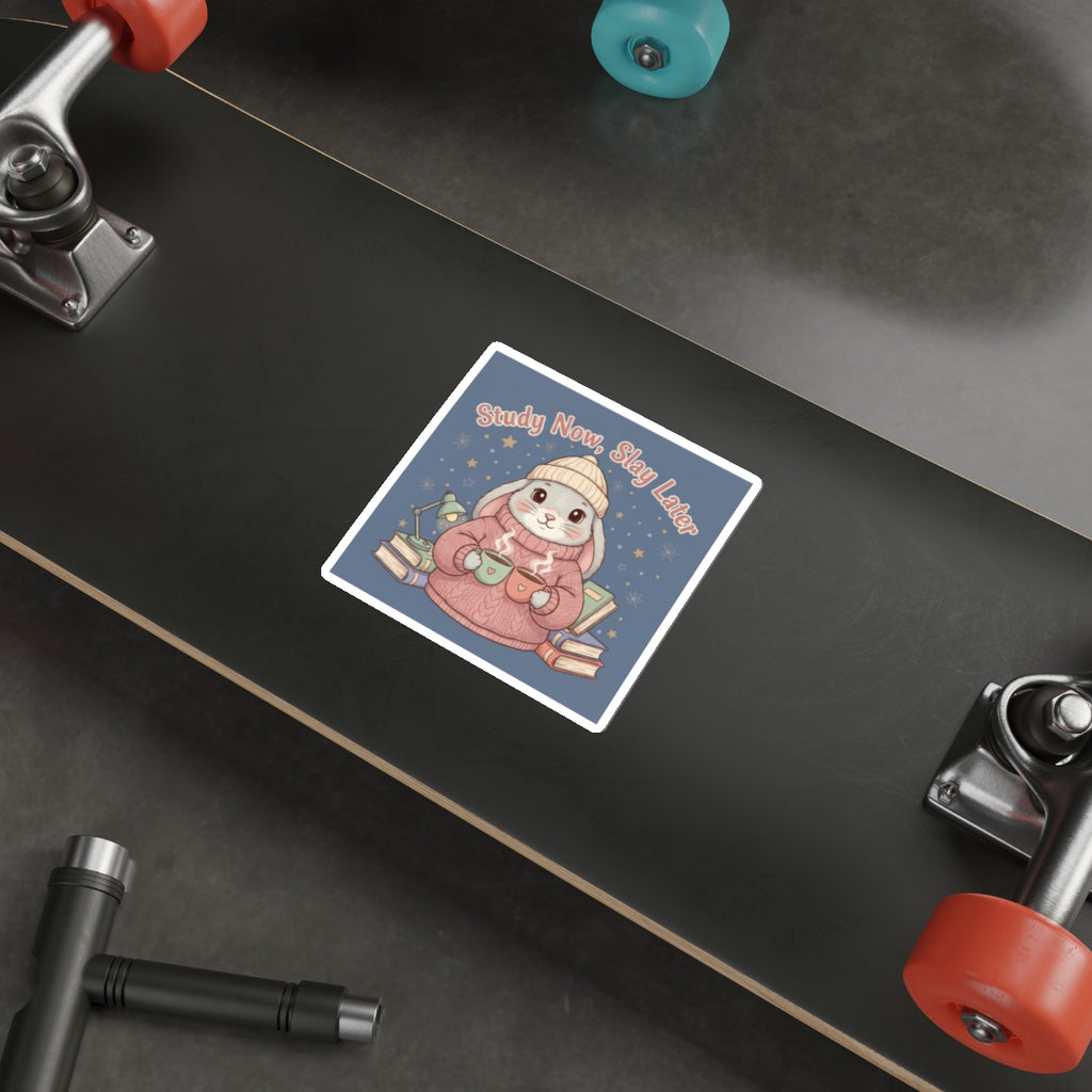 Rabbit Die-Cut Sticker – Study Now, Slay Later