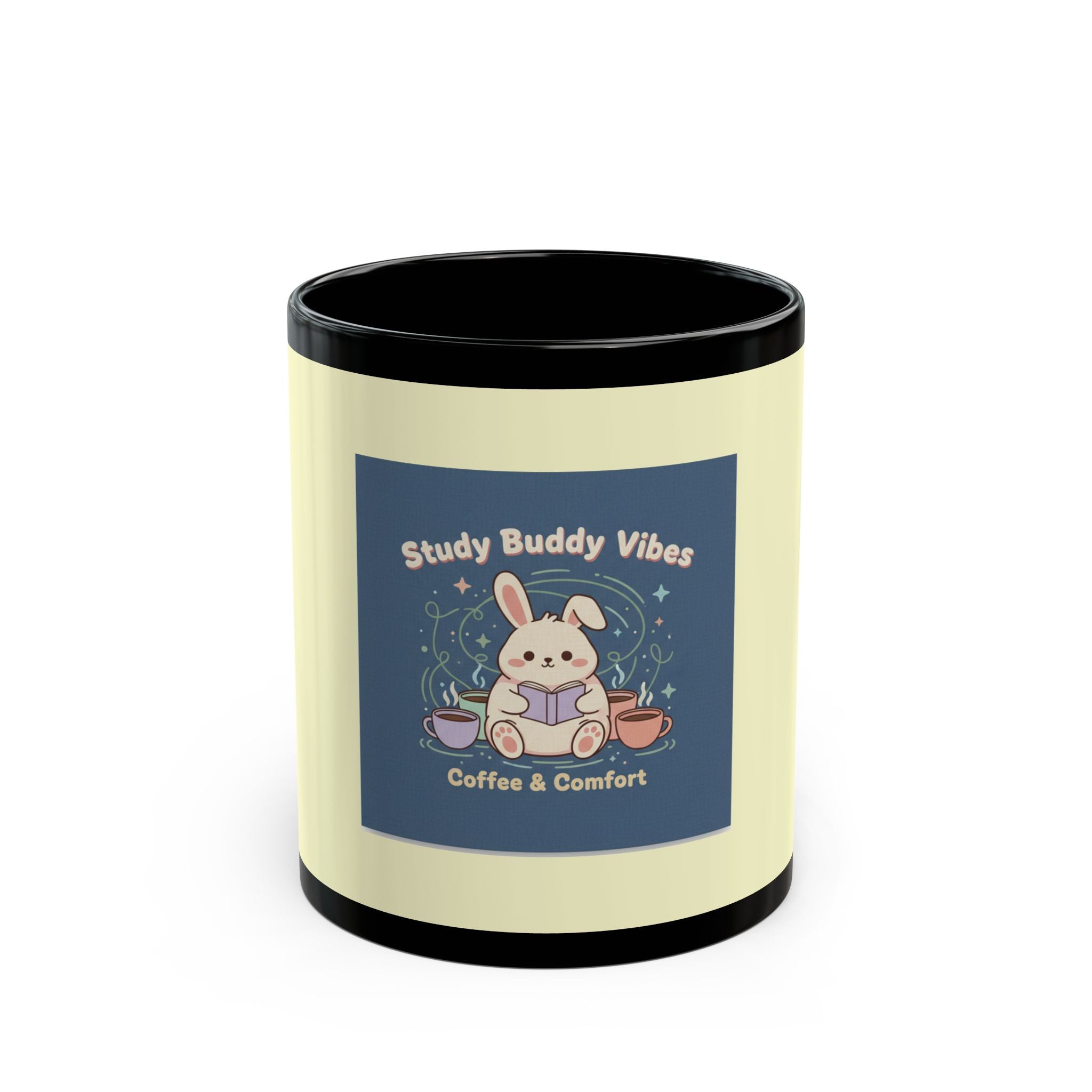 Bunny Black Mug 11oz – Study Buddy Vibes Coffee Comfort