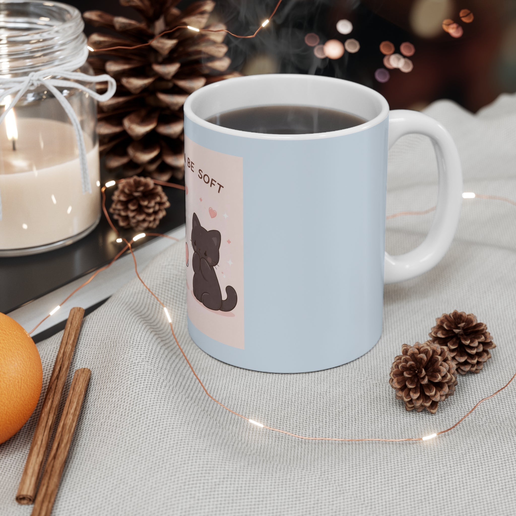 "LOVE CAN BE SOFT" Black Cat Mug | Trendy Gift for Her | Drinkware | KayKay Classics