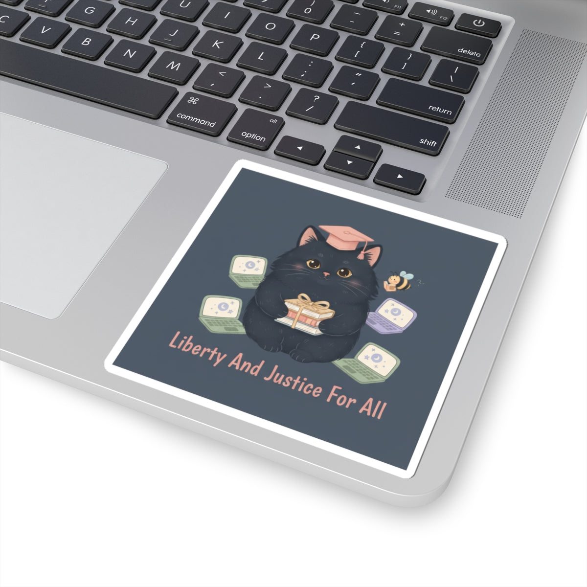 Black Cat Kiss-Cut Sticker – Liberty and Justice for All