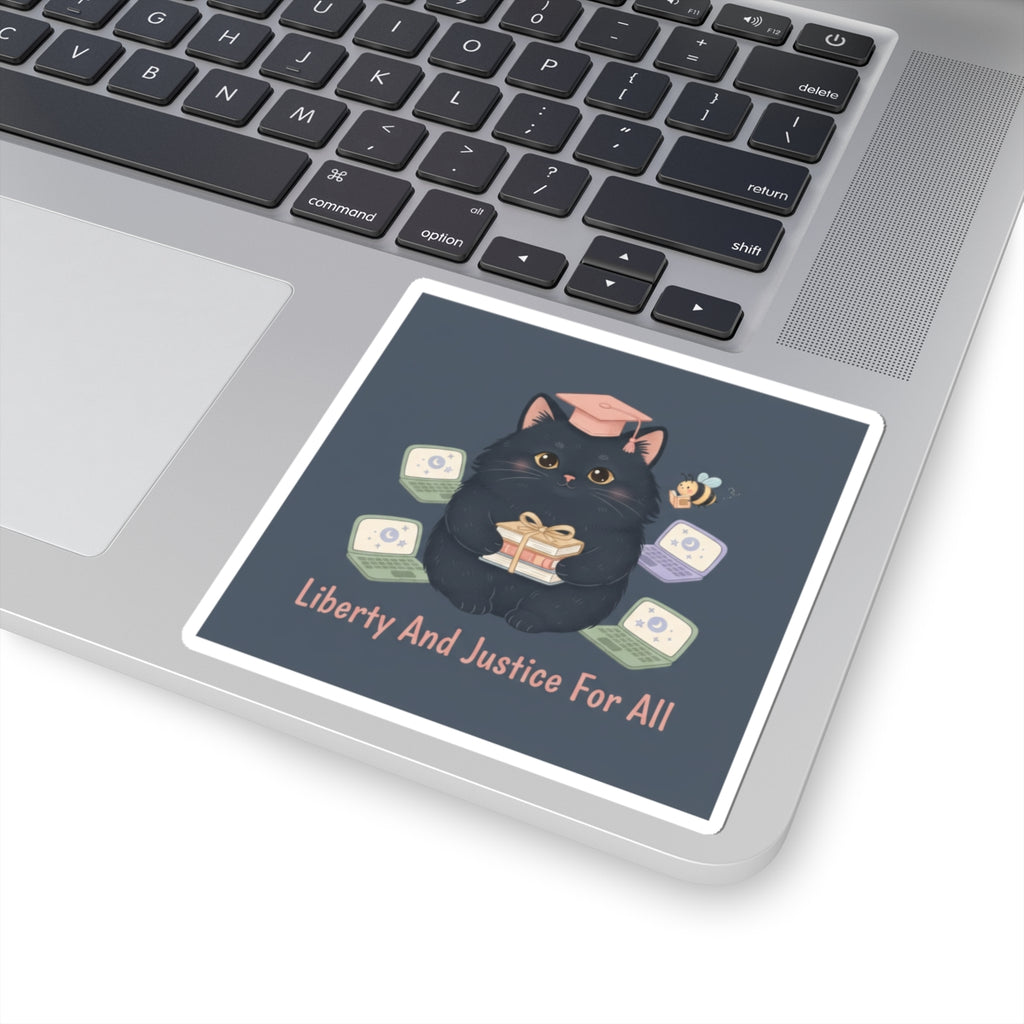 Black Cat Kiss-Cut Sticker – Liberty and Justice for All
