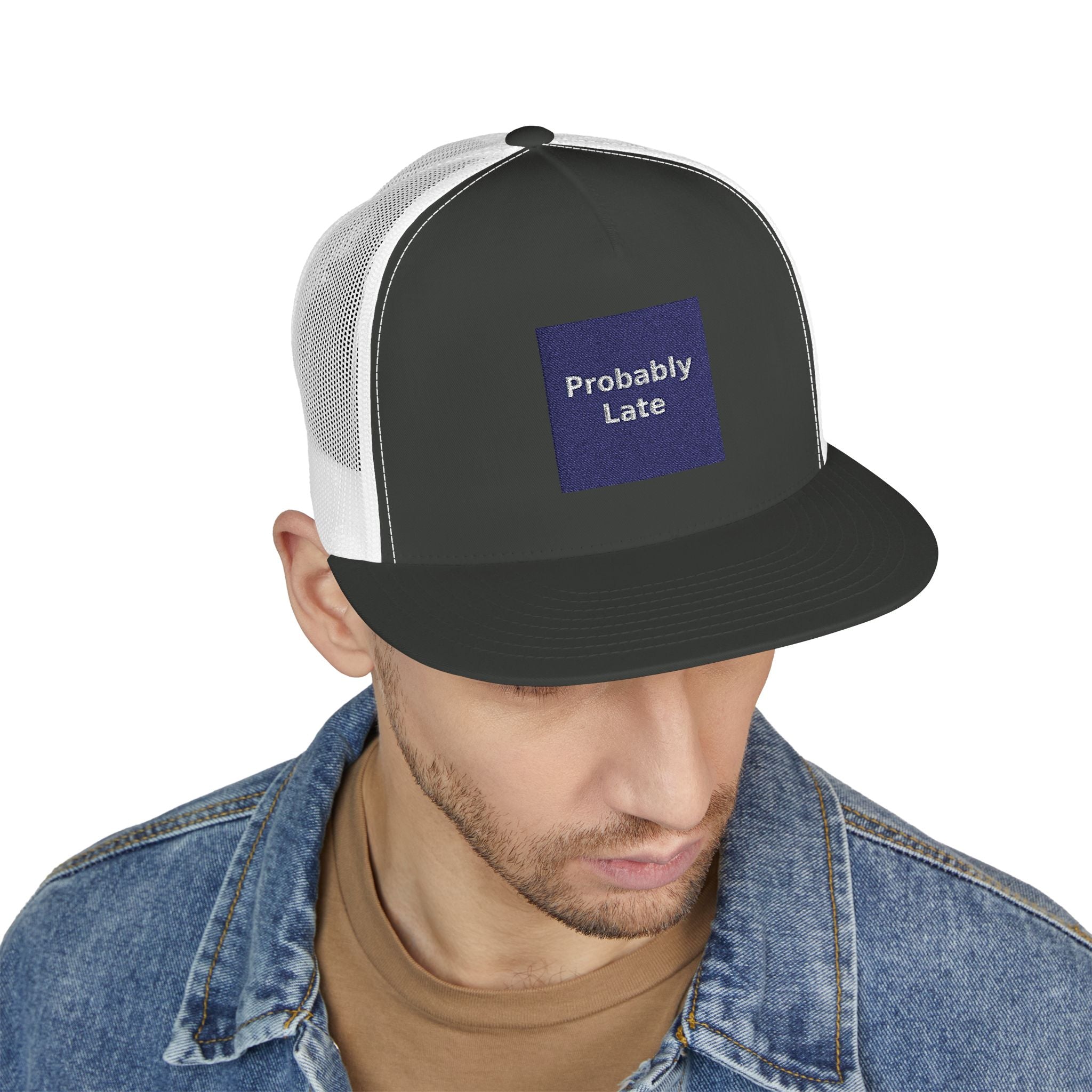 "Probably Late" Black Cat Trucker Cap | College Girl Gift | Fashion | KayKay Classics