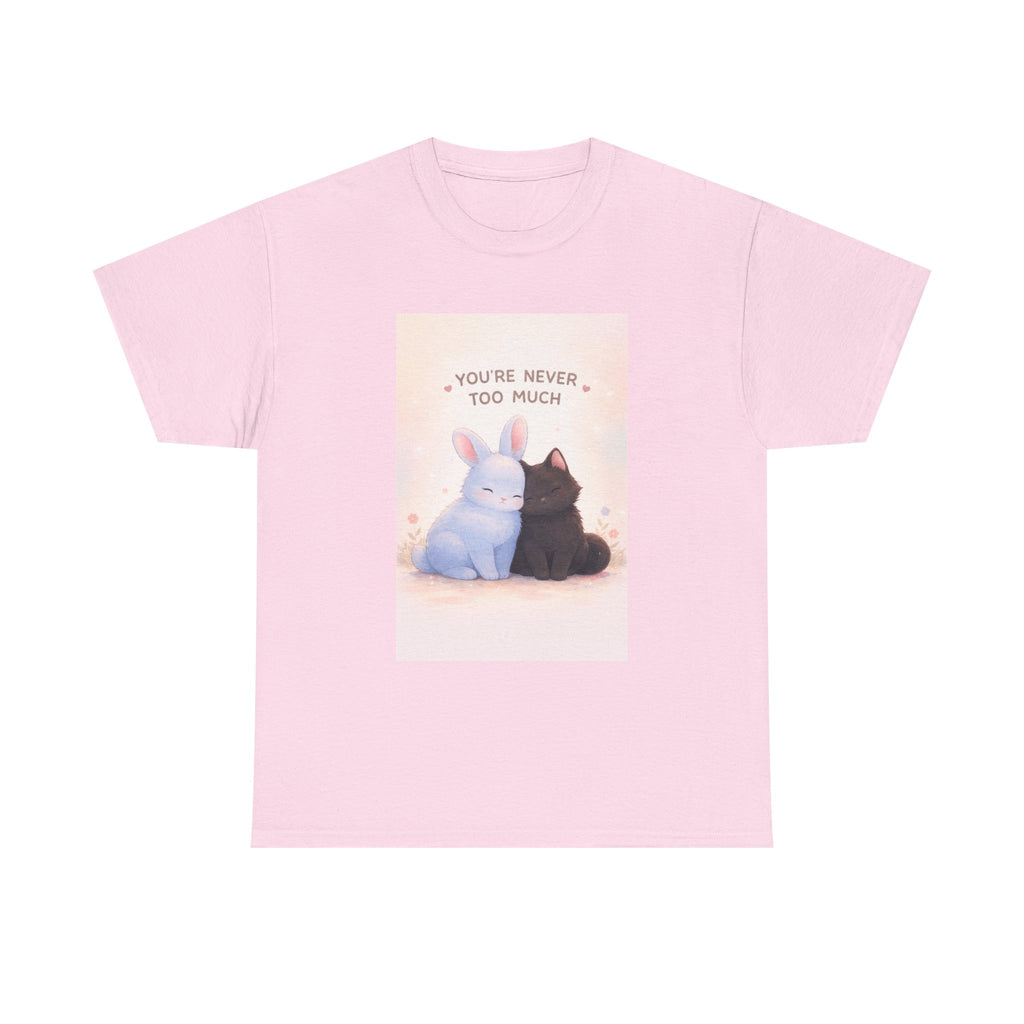 "YOU'RE NEVER TOO MUCH" Black Cat Kids Tee | College Girl Gift | Fashion | KayKay Classics