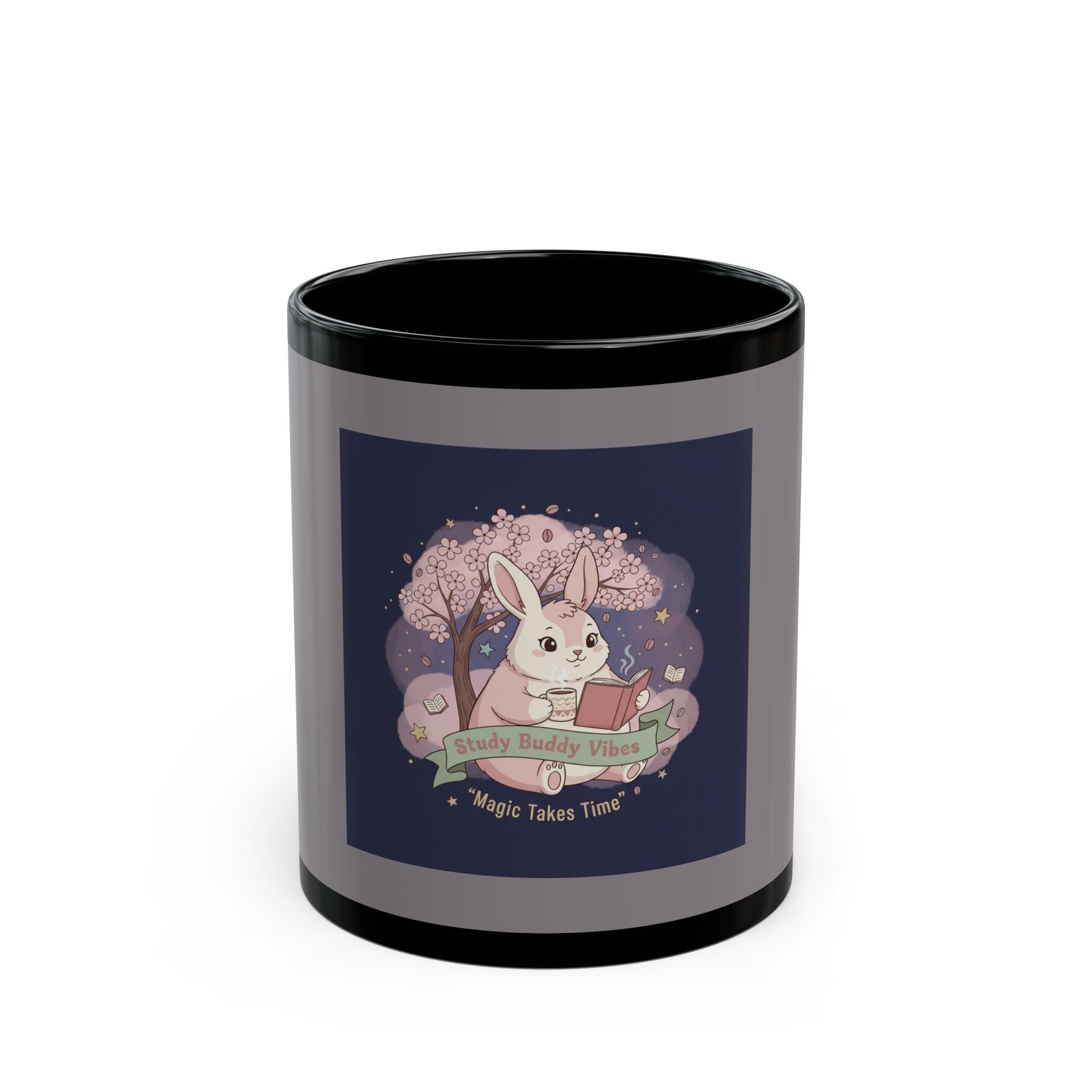 Bunny Black Mug 11oz – Study Buddy Vibes