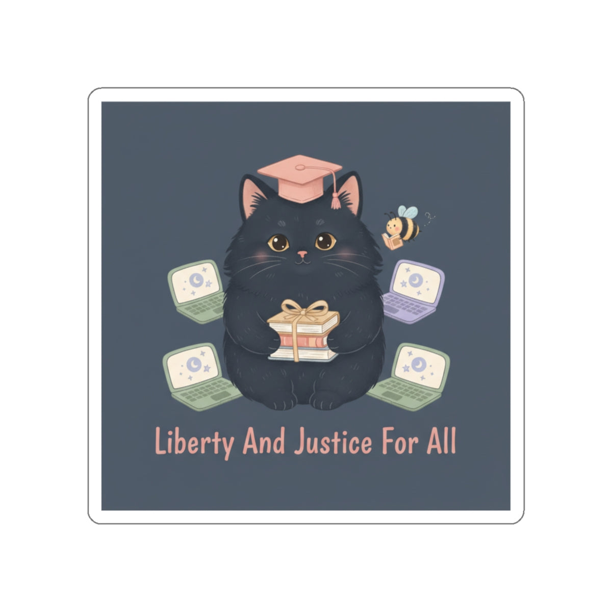 Black Cat Die-Cut Sticker – Liberty and Justice for All